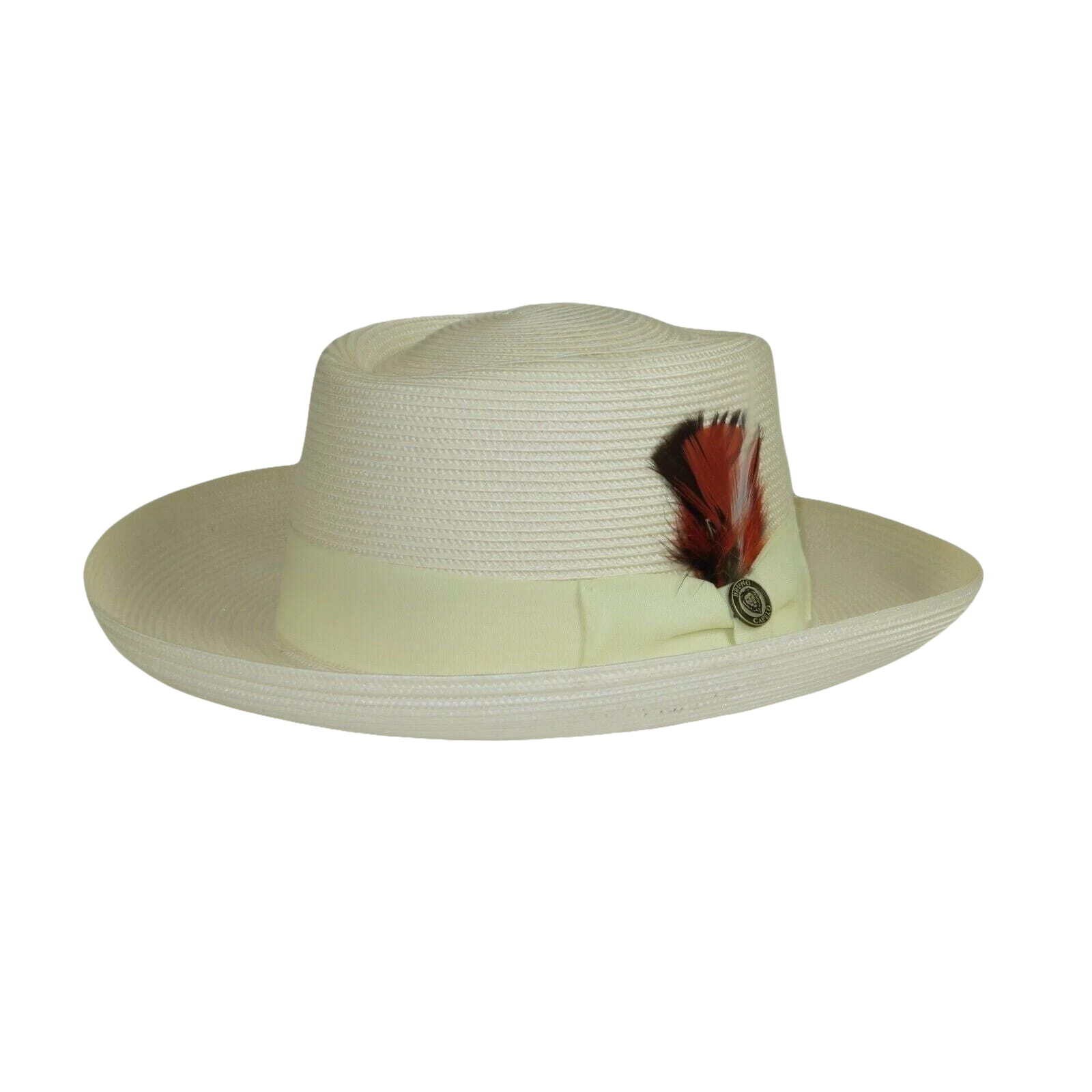 Men Bruno Capelo Braid Straw Style Spring Hat Wide Brim GAMBLER GAMS205 Ivory
