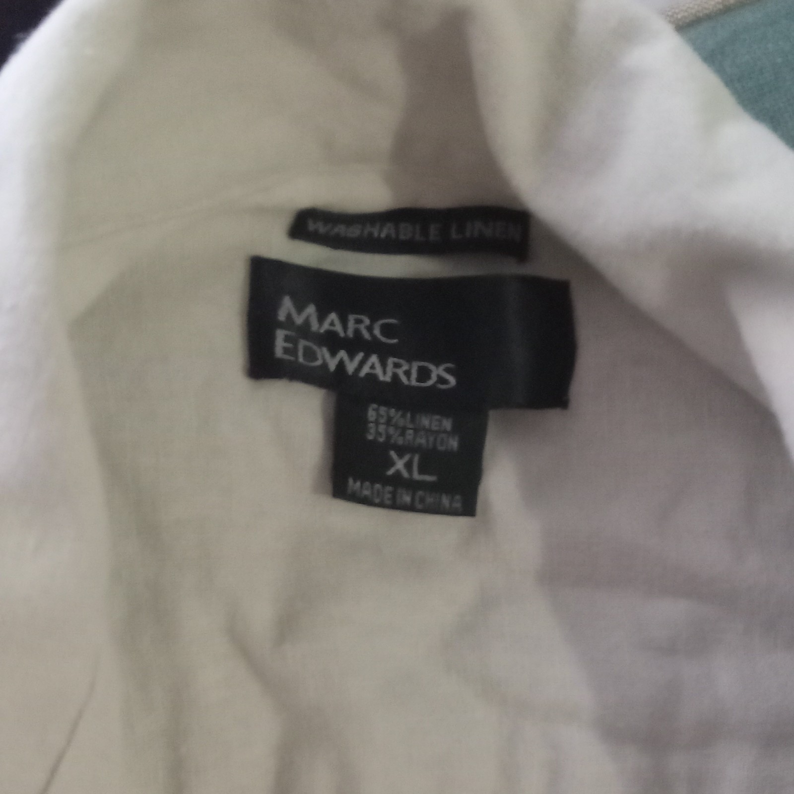 Marc Edwards White Linen Rayon Blend Long Sleeve Button-Up Shirt Men’s XL