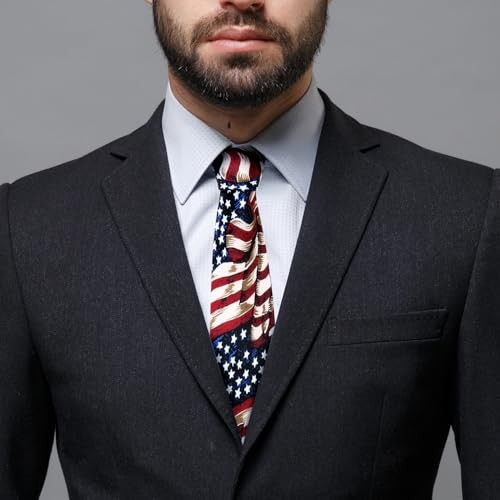 Men’s American Flag Ties 3.27″ (8.3CM) USA Flag Necktie For Men