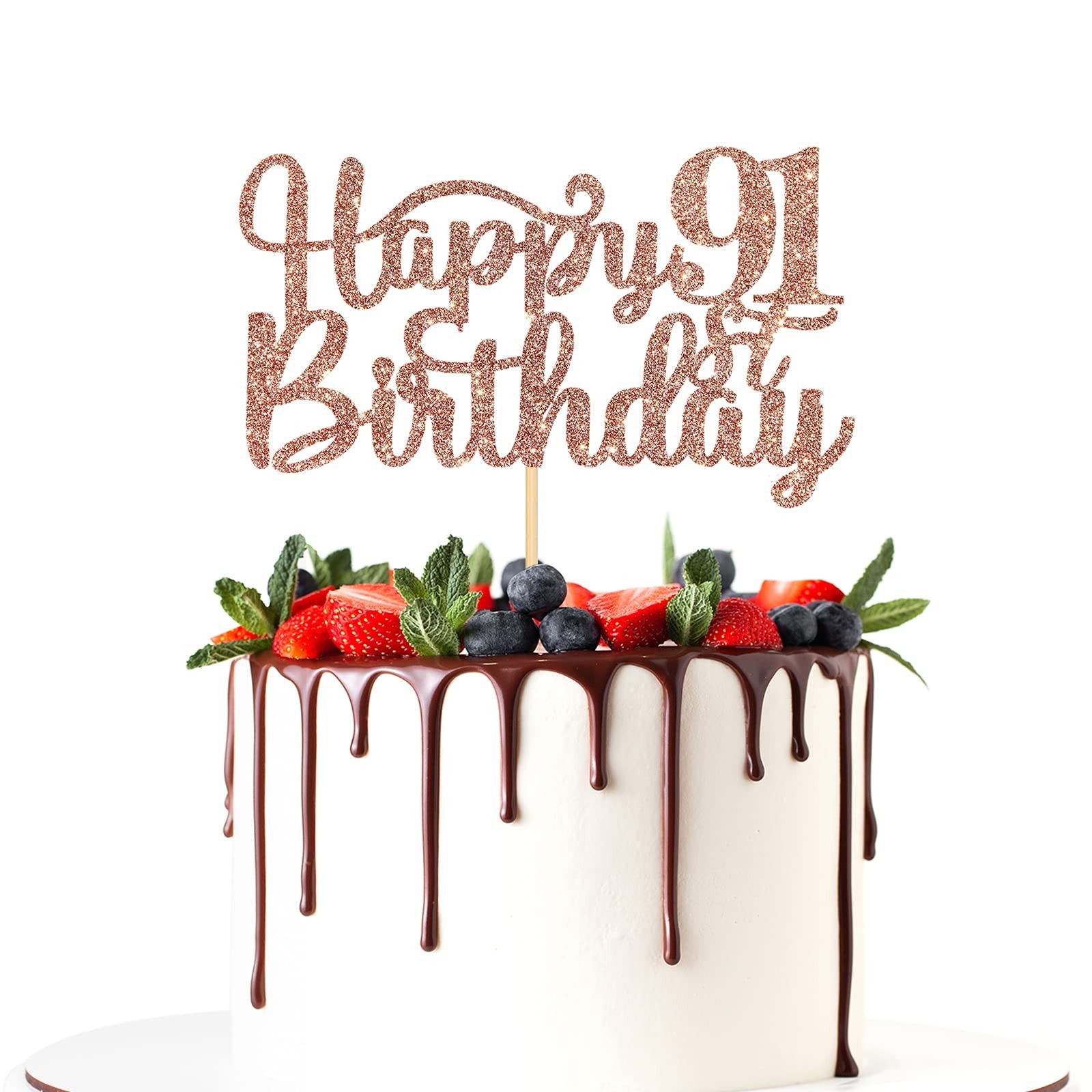 Happy 91st Birthday Cake Topper, 91st Birthday/Anniversary Party Supplies, Ch…