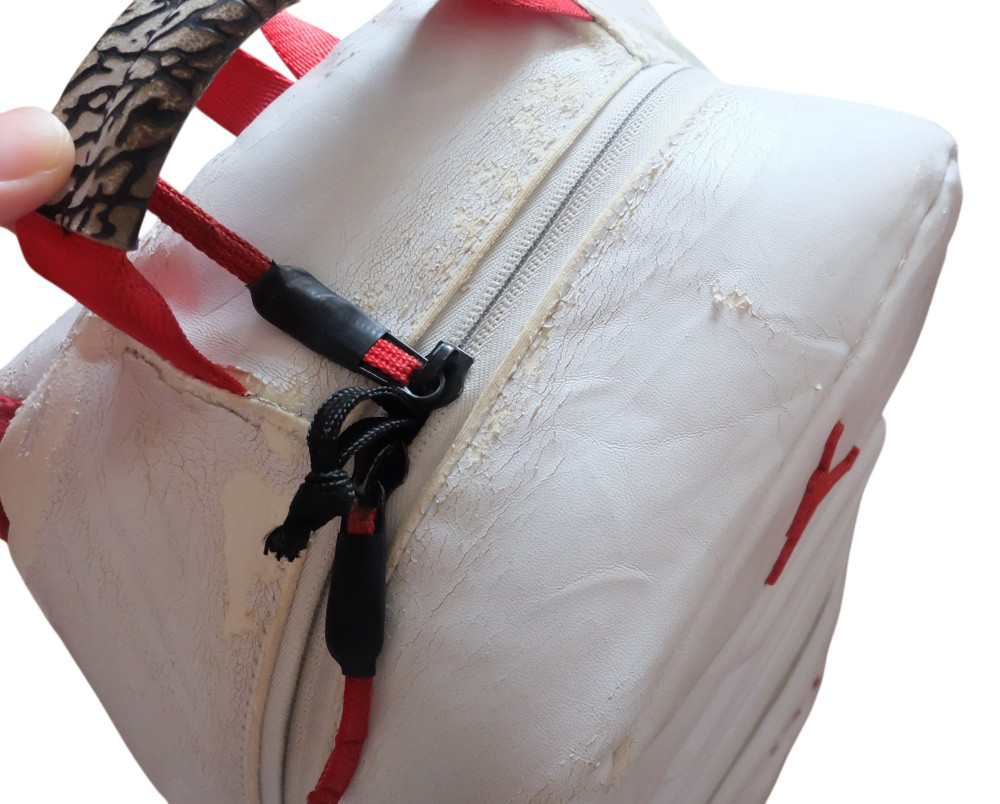 Nike Air Jordan 3 Retro Backpack White PU Leather Large Cement Pattern