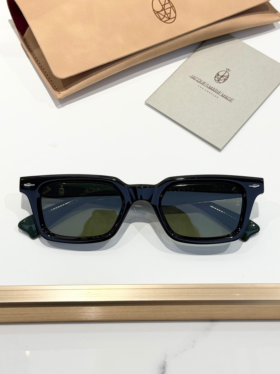 Jacques Marie Mage JMM Casablanca Black Green Square Sunglasses 45-23 Japan