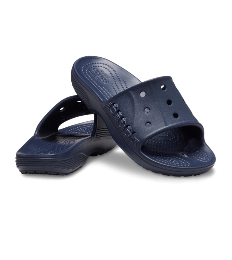 Crocs Baya Unisex Slides Slide Sandals Navy Multi Men 5 Women 7 Waterproof