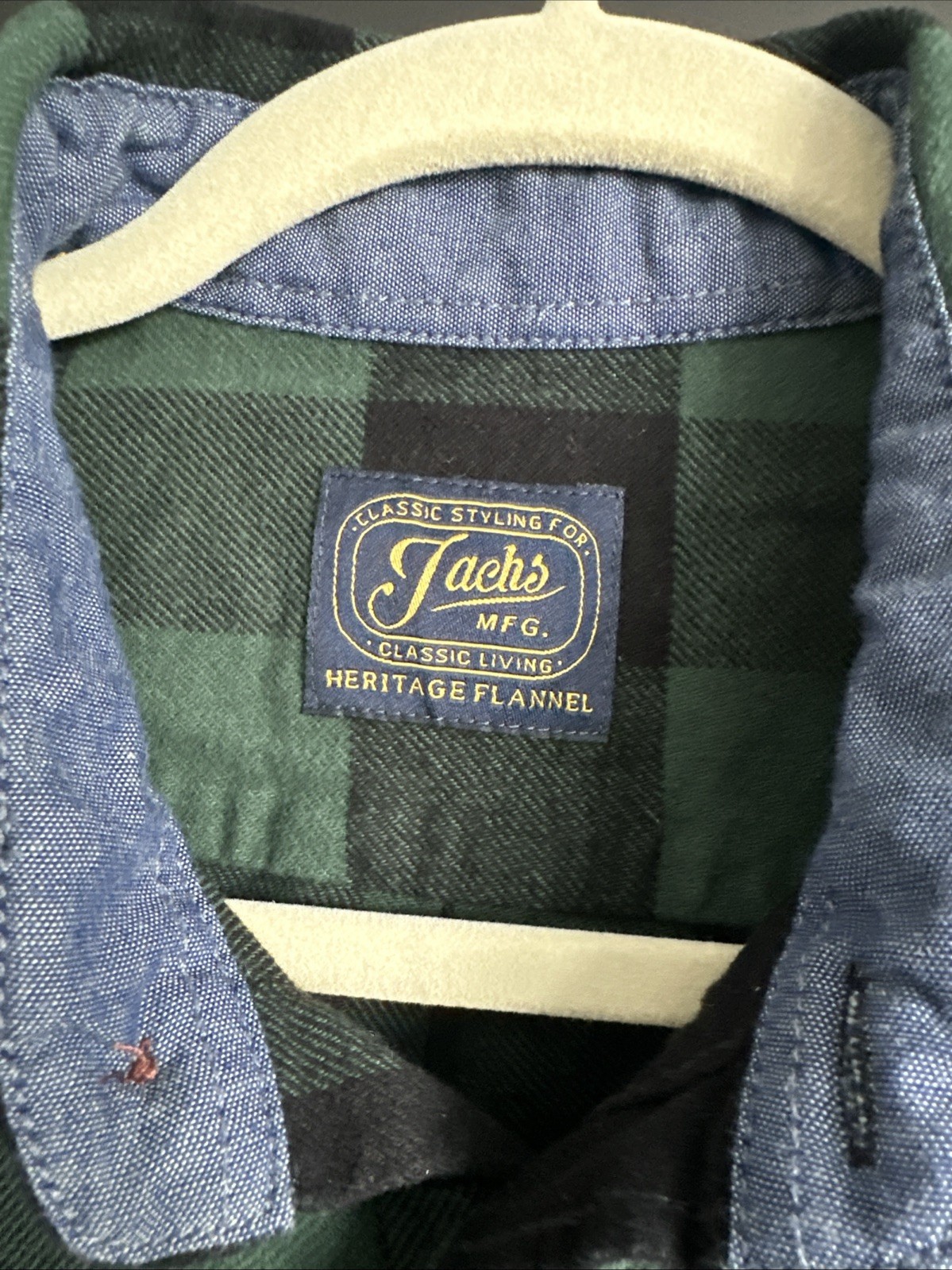 Jachs Men’s Heritage Flannel Shirt Large Green/Black Plaid