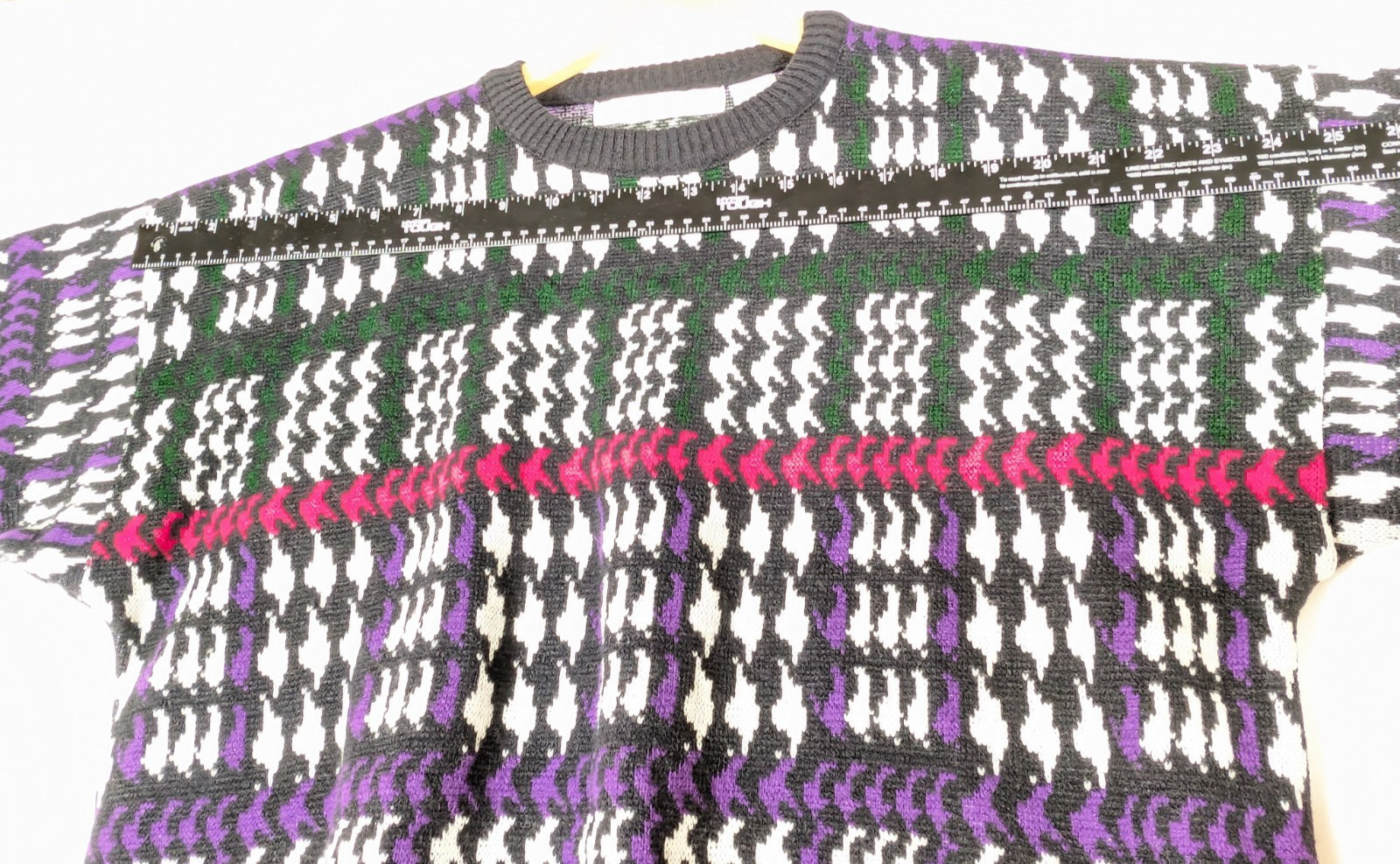 VTG Euro Flash Sweater OSFA Geometric Knit Retro 80s 90s Made In Hungary Cosby