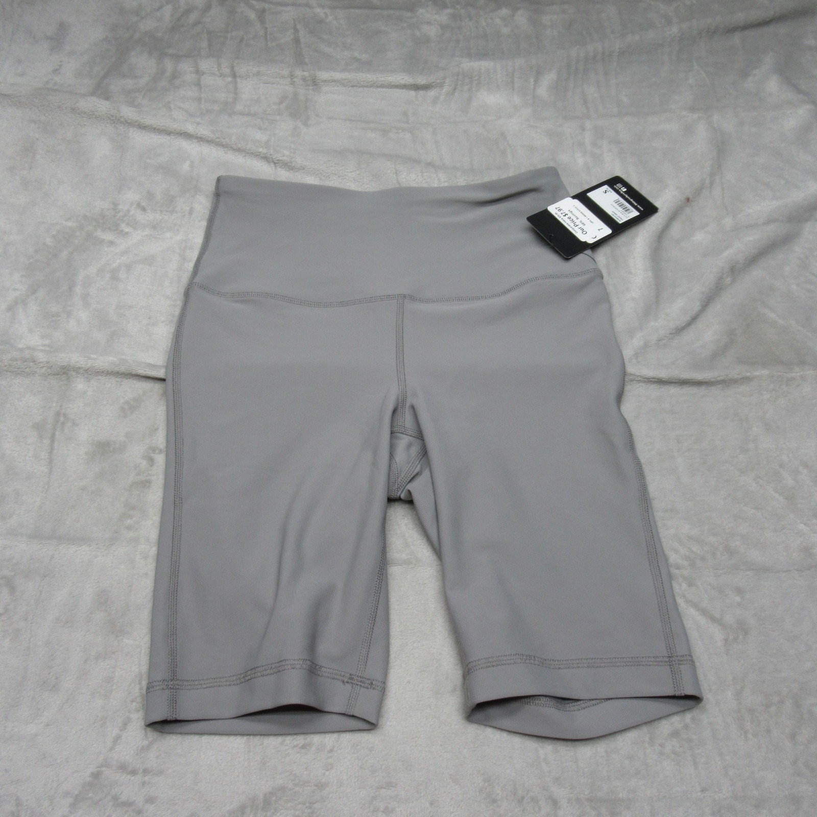 90 Degree by Reflex Biker Shorts Womens Small Gray Lux Rib Everyday 9″ $48 NEW