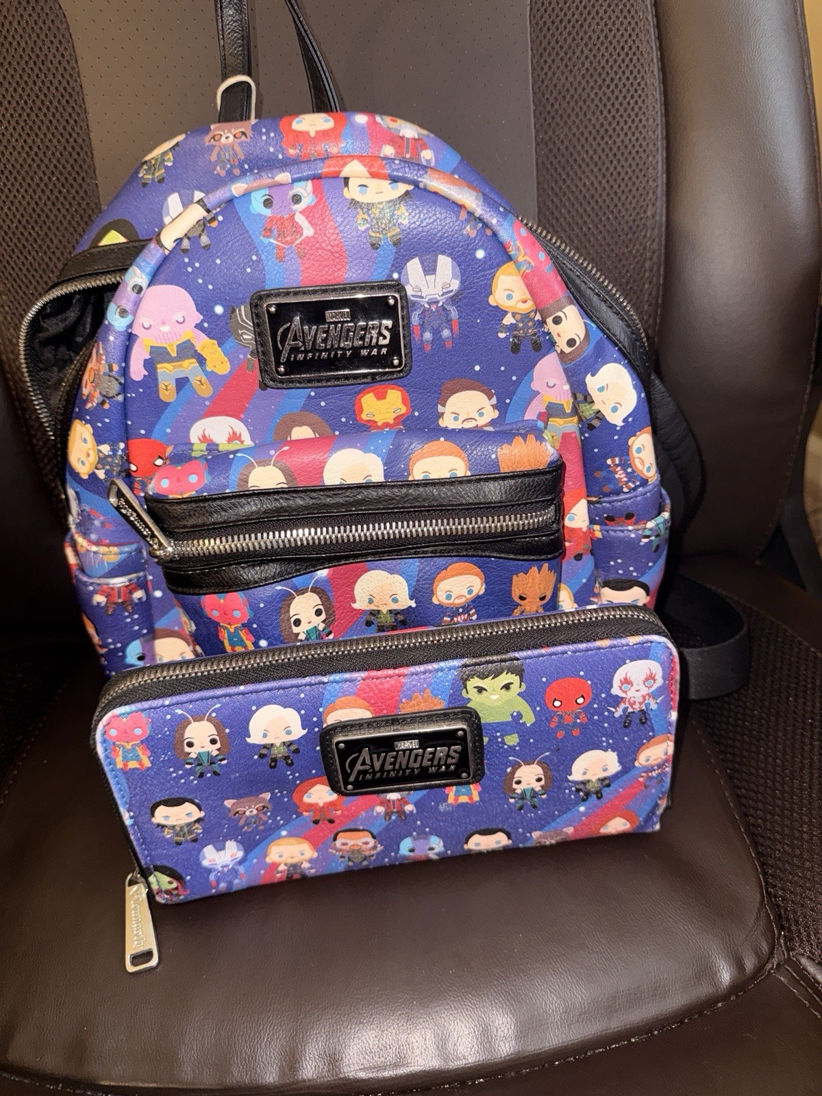 Marvel Avengers Infinity War Mini Backpack & Zip-Around Wallet, Blue Comic Print