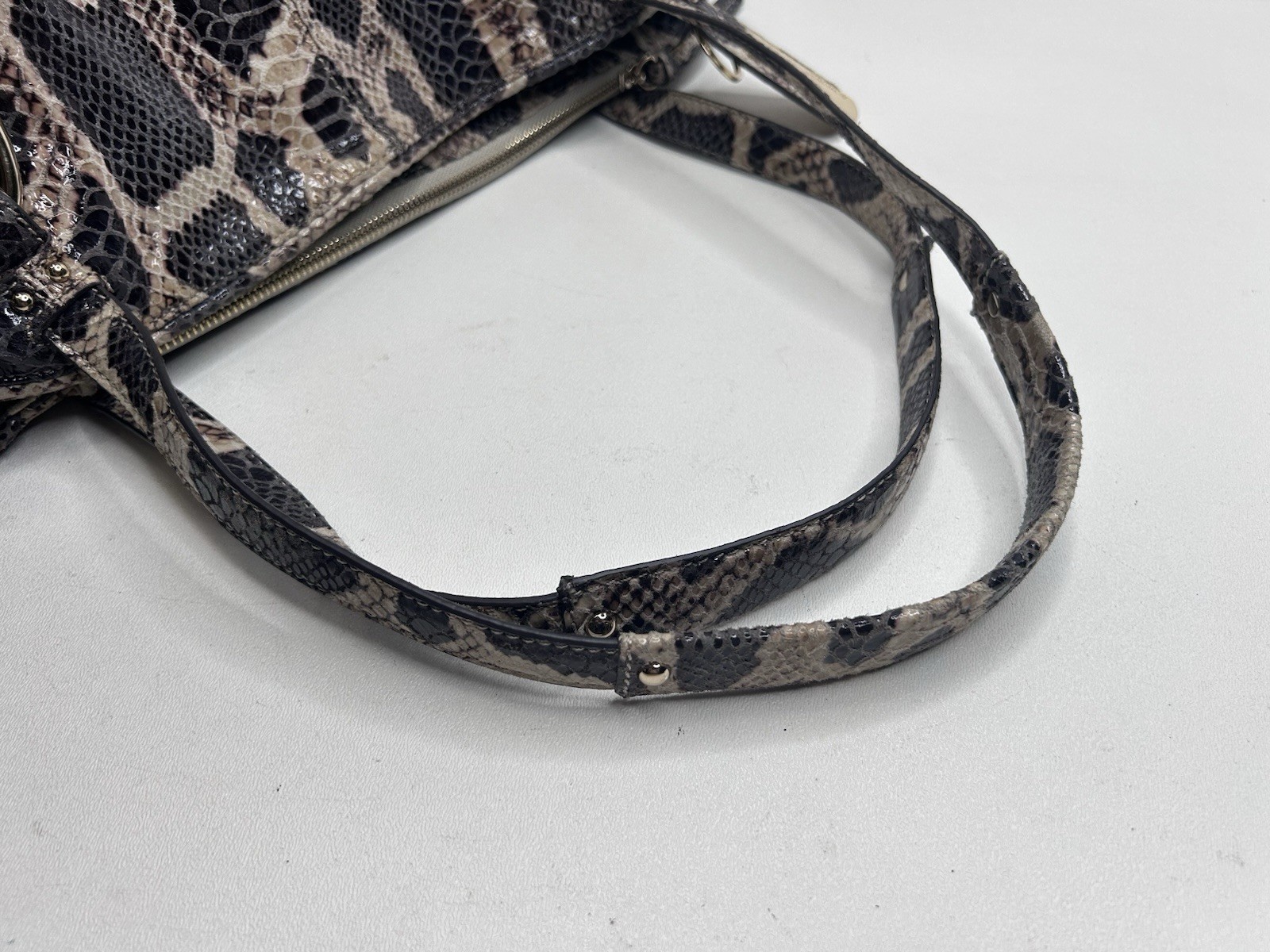 B Makowsky Large Snake Python Embossed Leather Slouchy Shoulder Bag