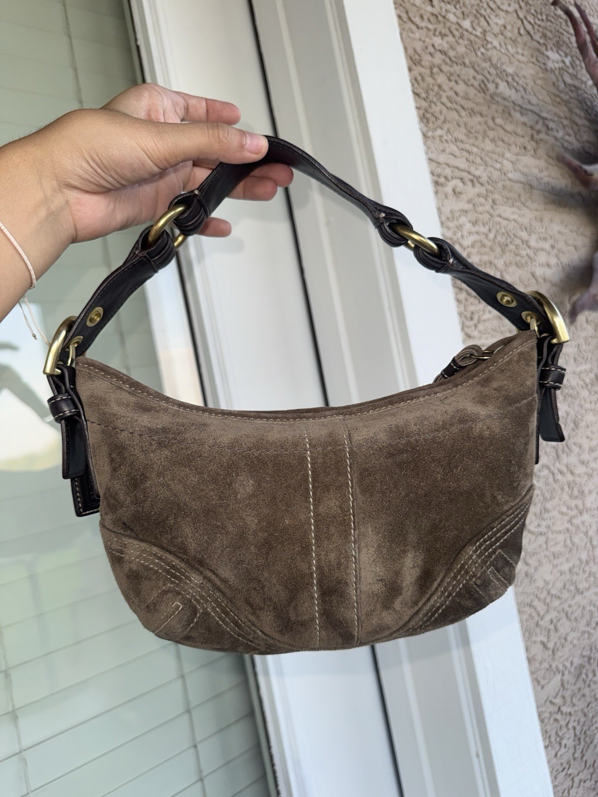 Coach Y2K Brown Small Crescent Hobo Soho Shoulder Suede Shoulder Bag Tassel