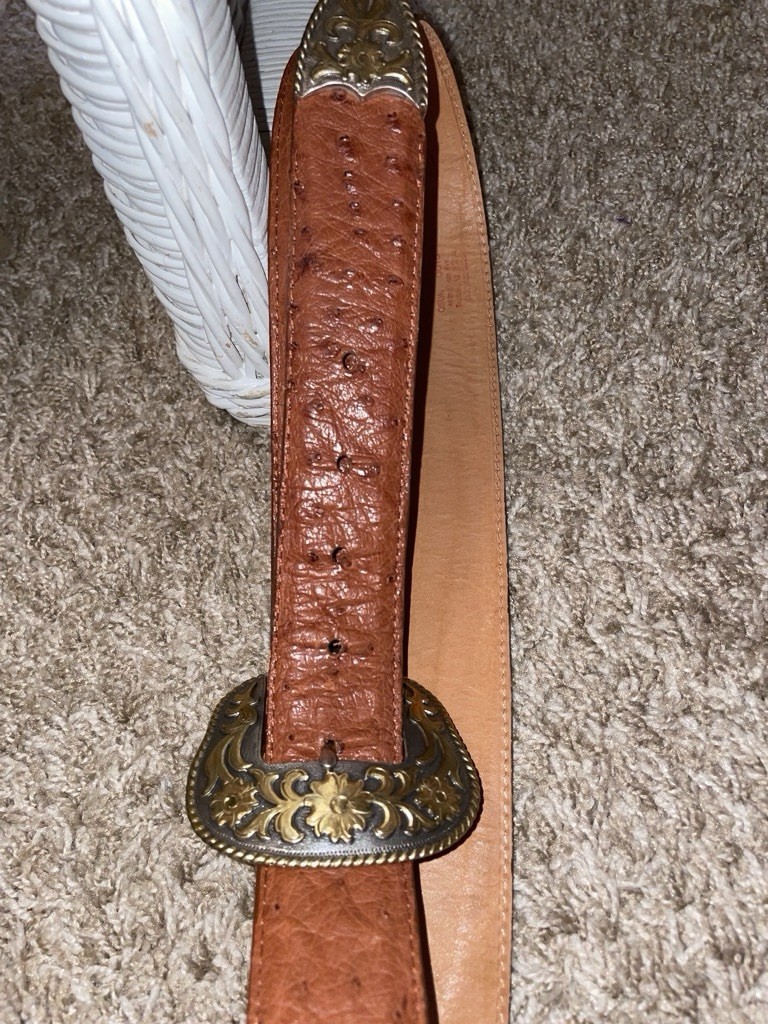 Osuna Boots Men’s Solid Brown Belt Size 42 Buckle Accent 1.5 in Wide