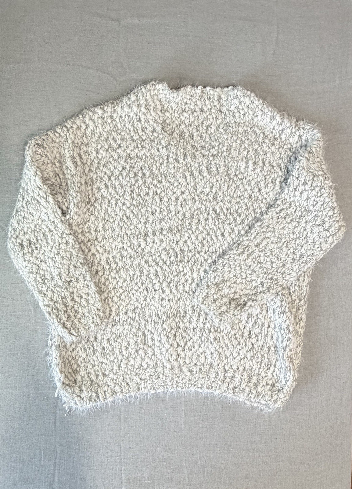 Altar’d State Gray White Marled Knit Cozy Soft Fall V-Neck Textured Sweater S/M