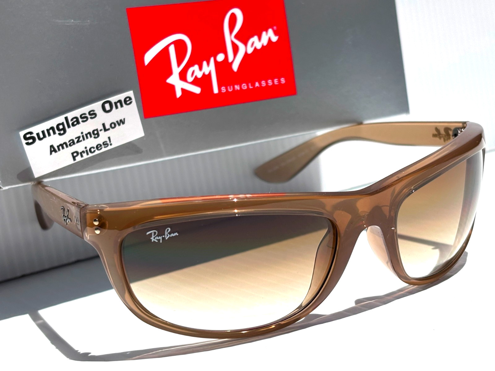 Ray Ban BALORAMA Opal Light Brown GRADIENT Brown Lens Sunglass RB 4089 6789/51