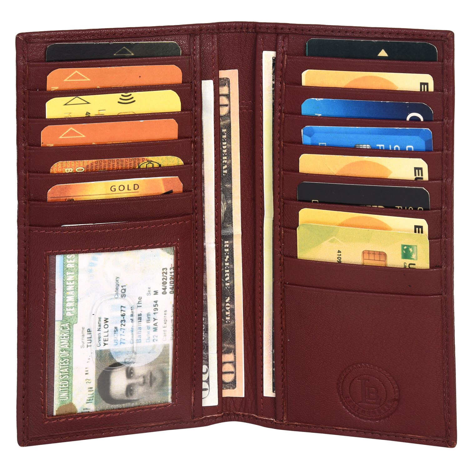 Leatherboss Genuine Leather Hand Crafted Soft Checkbook Cover with ID Window