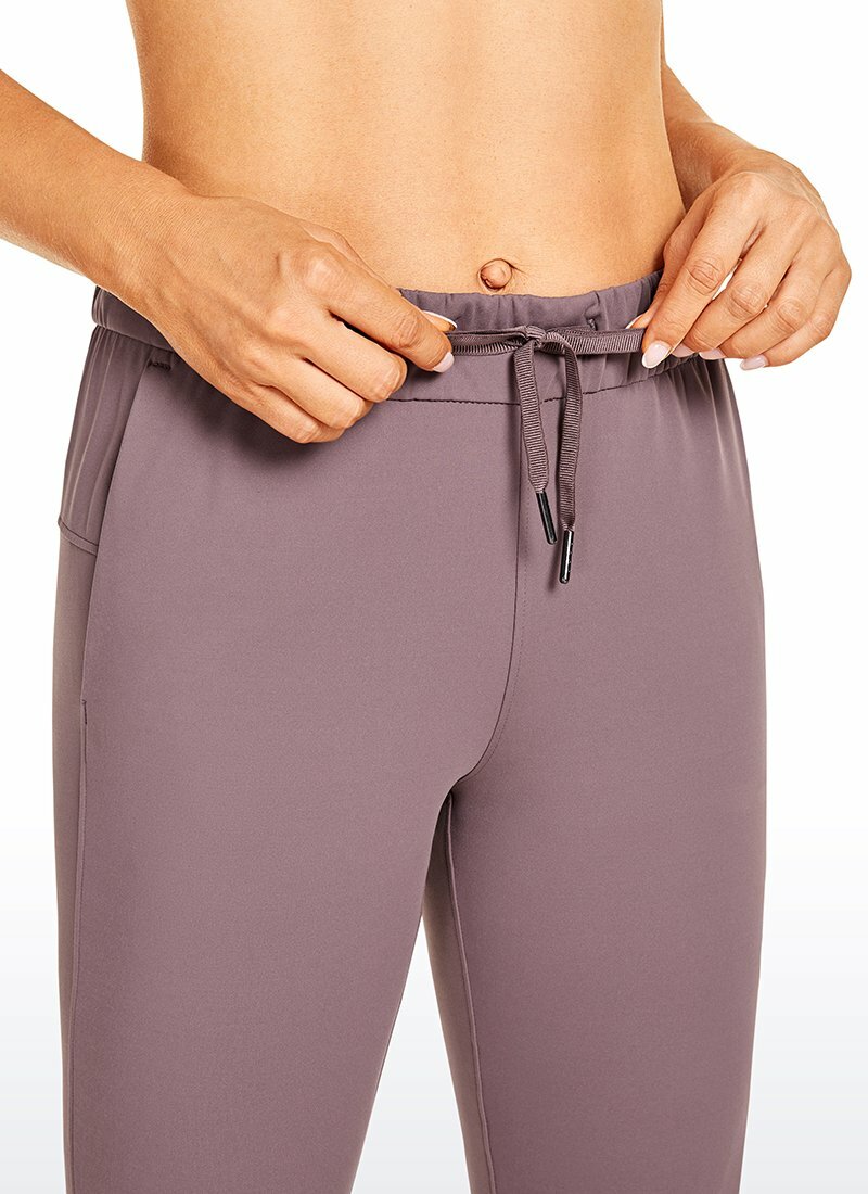 CRZ YOGA Women’s Stretch Capri Pants Travel Mid Rise Drawstring Joggers -Medium