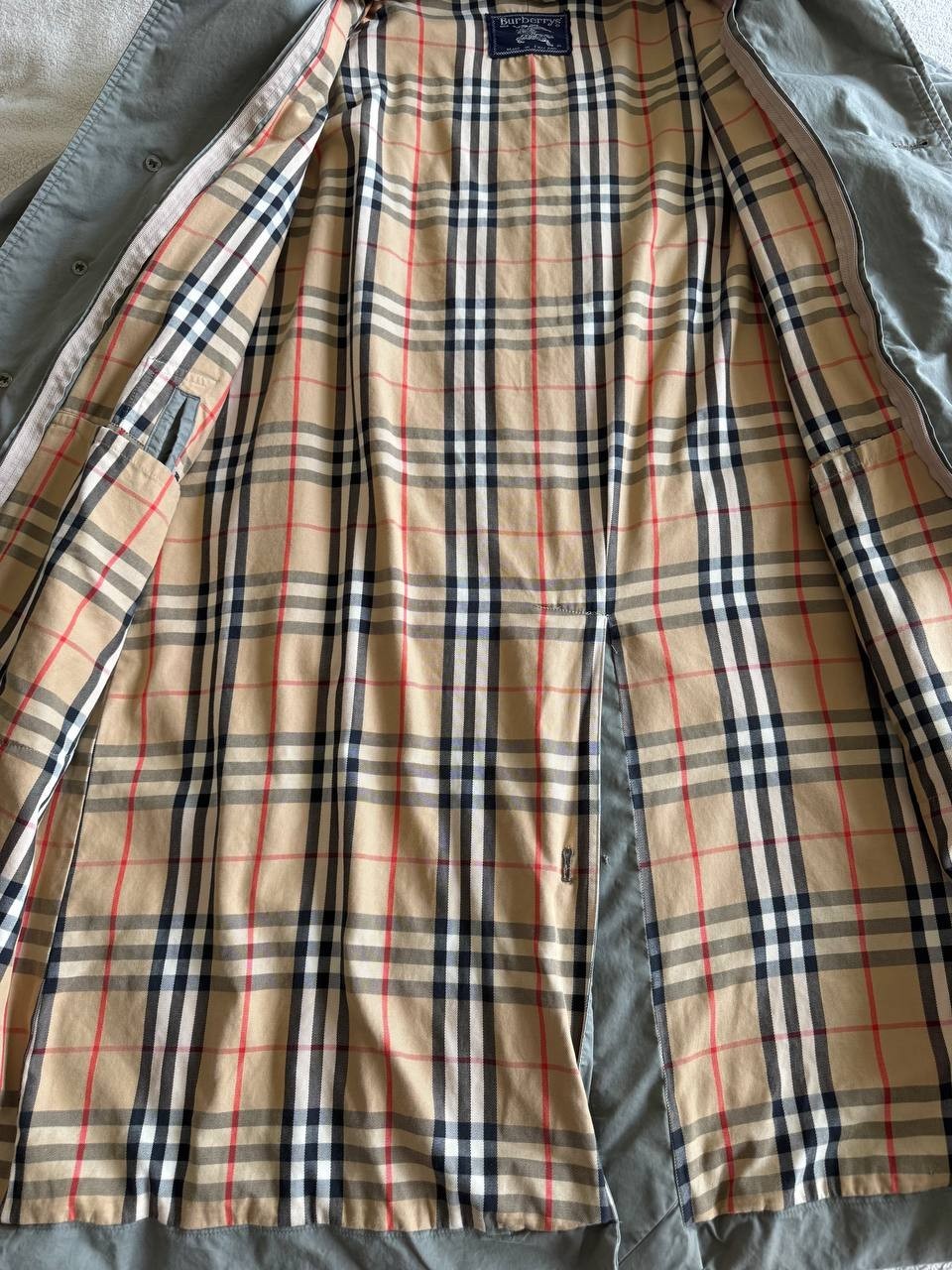 Vintage Burberrys Nova Check Lined Rain Coat Made England Large