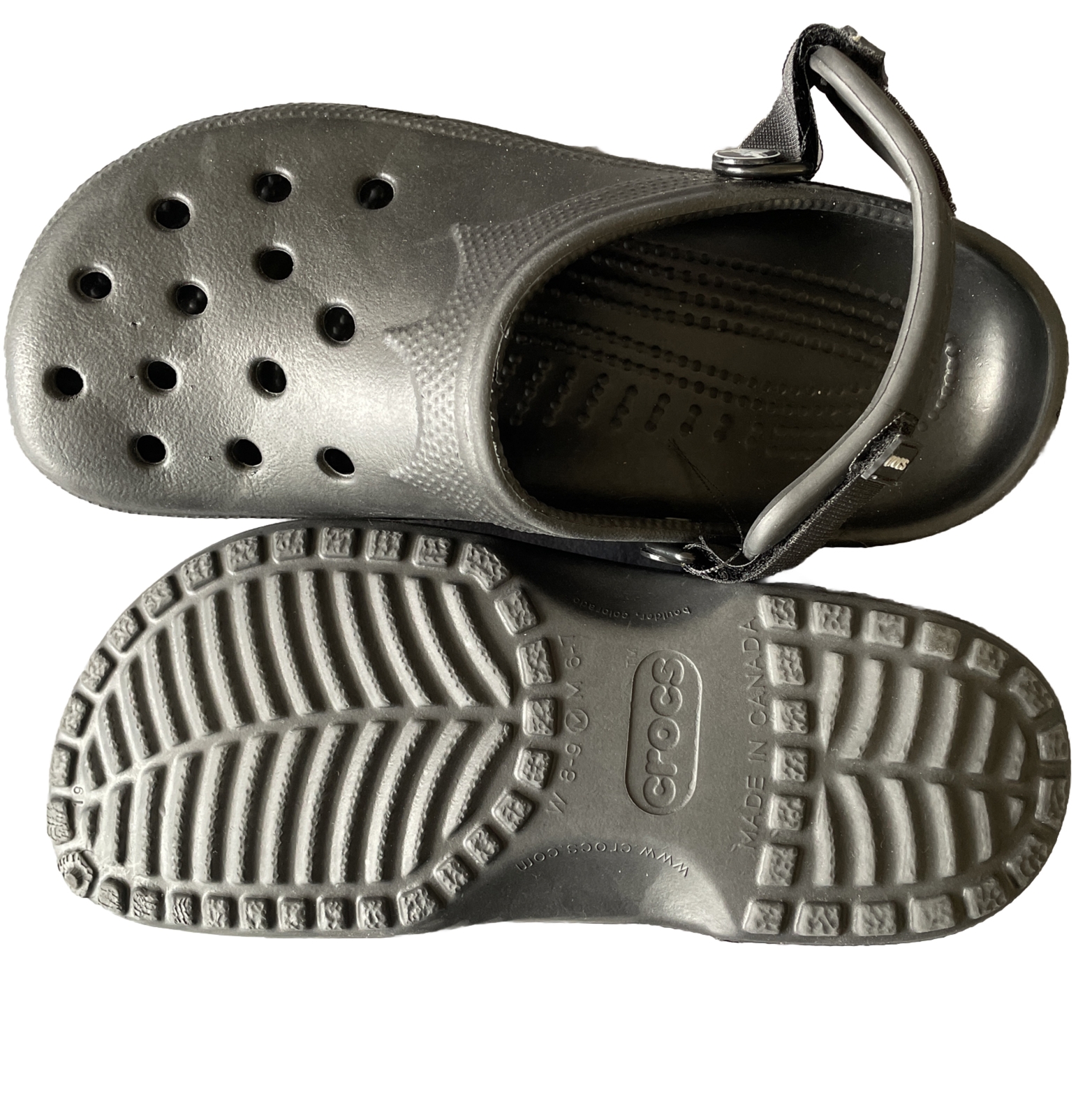 Crocs Classic Clogs Black W/Adjustable Heel Strap W 8-9 M 6/7 NWOT