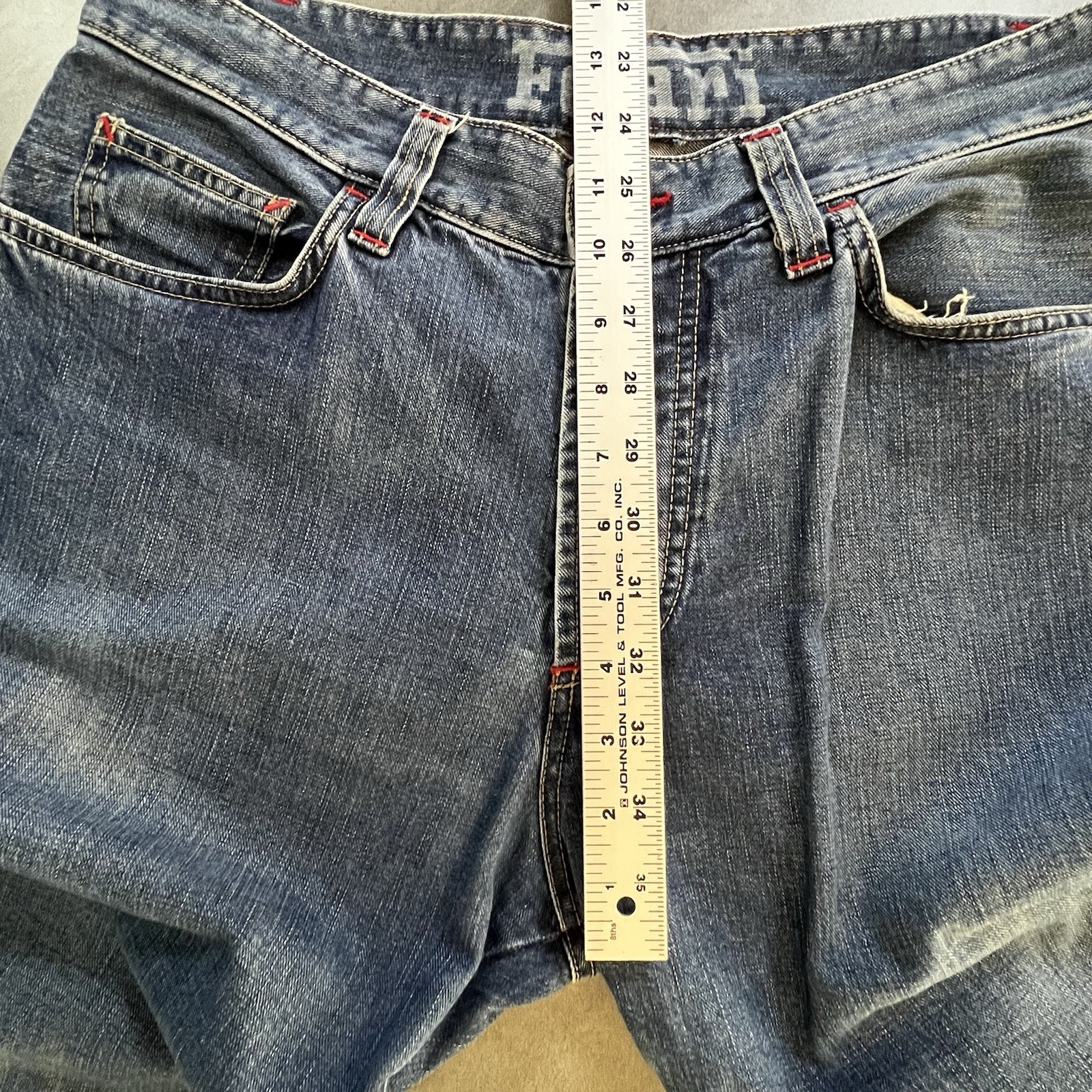 VTG Ferrari Button Fly Blue Denim Jeans Leather Logo Italian Men’s 33×30.5 IT 50