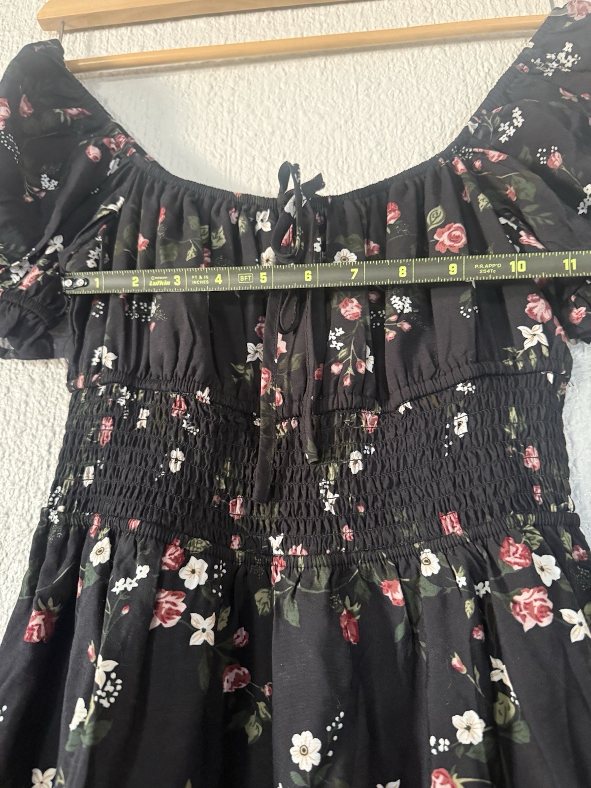 HESPERUS BLACK PUFF SLEEVE FLORAL MINI BOHO DRESS NWOT S