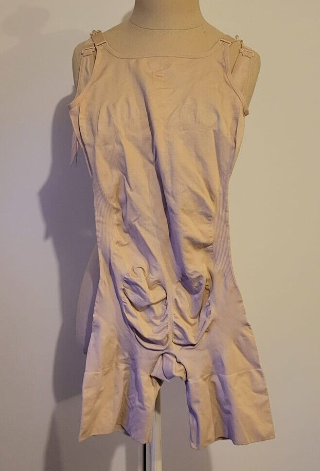 Braless Bodysuit MeMoi SlimMe Thigh Stomach Butt Shaping XL Beige New Tags