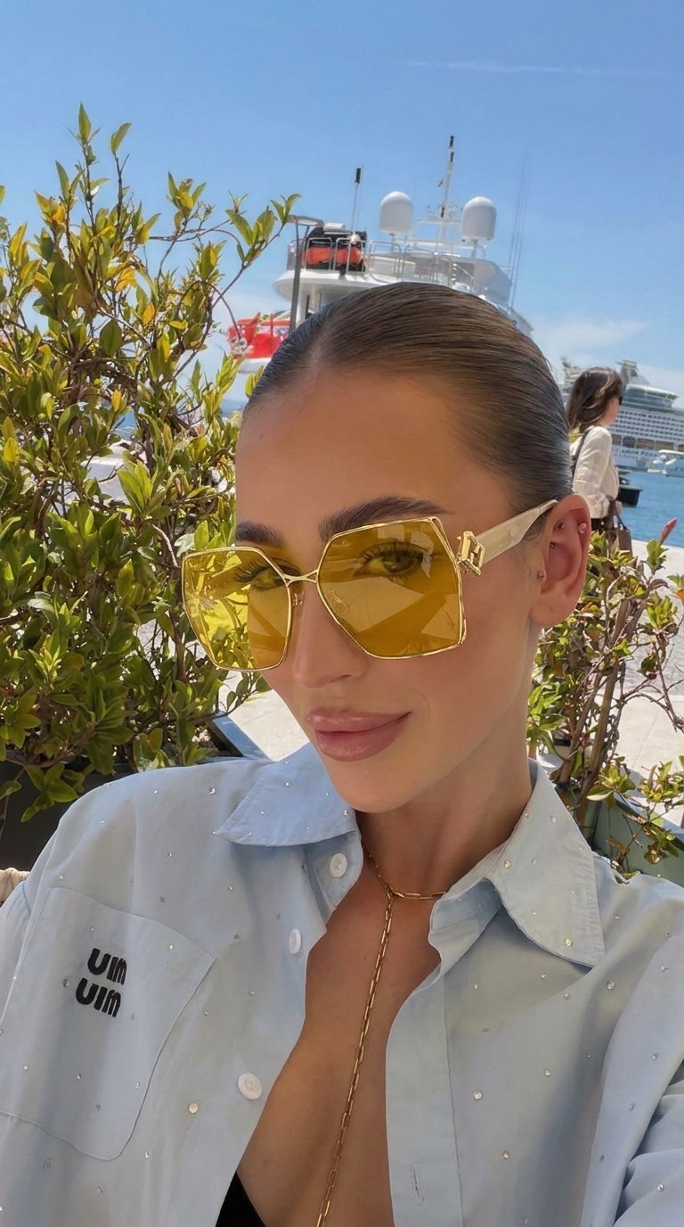 Fendi FF40220 Oversized Sunglasses Gold Logo 63-18-140 Women