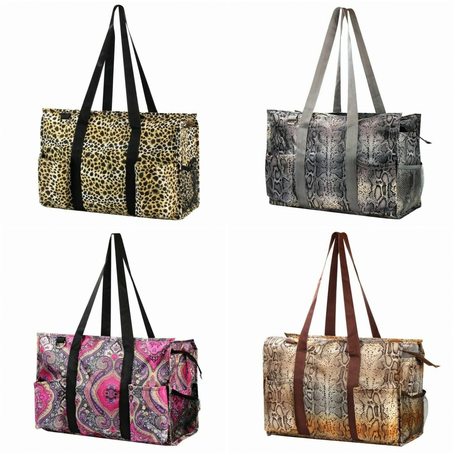 Zip-Top Organizing Utility Tote Beach Diaper Bag 7 Pocket Tote Utility Organizer