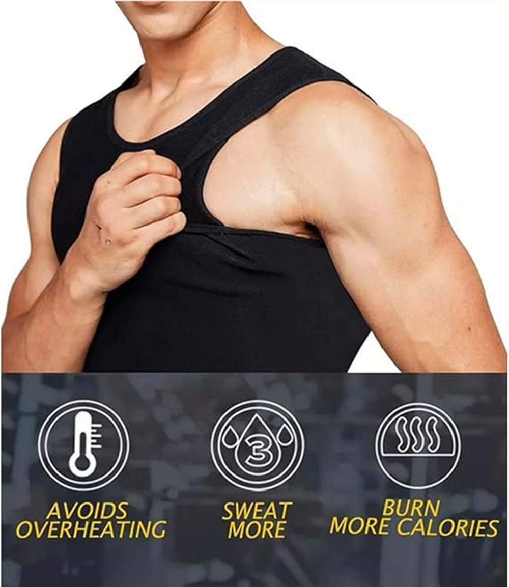 Men Gynecomastia Compression Tank Top Sauna Sweat Vest Fitness Body Shaper Belt