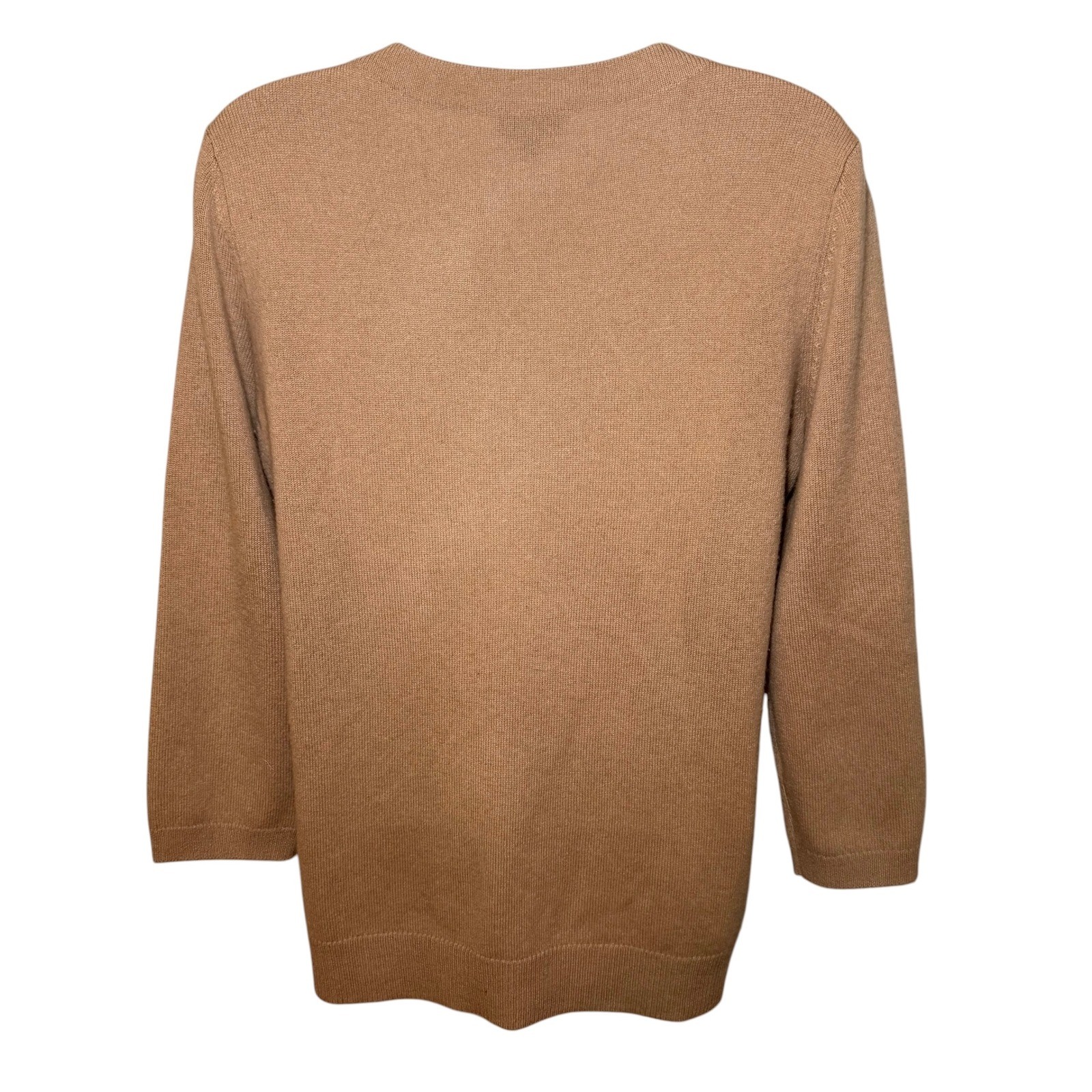 Talbots Pure Cashmere Sweater Camel Tan Crewneck 3/4 Sleeve Size M CN5124 07/20