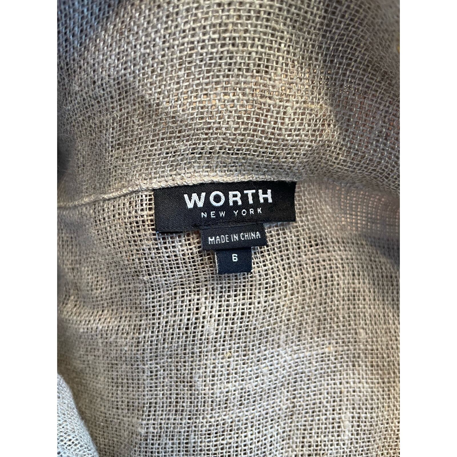 Worth New York Gold Platinum Metallic Linen Bland Jacket Womens S