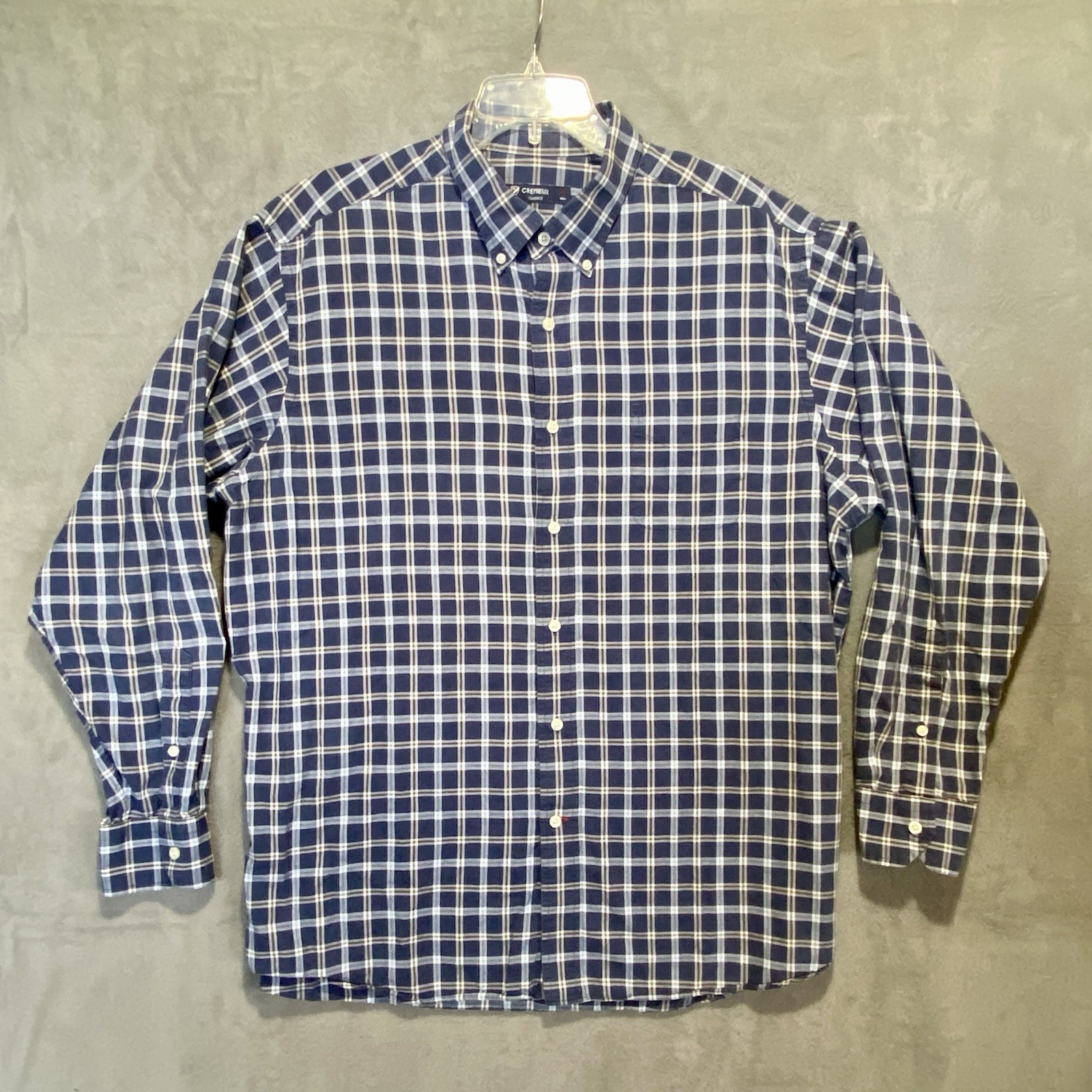 Men’s XL Cremieux Blue Plaid Long Sleeve Button Down Shirt
