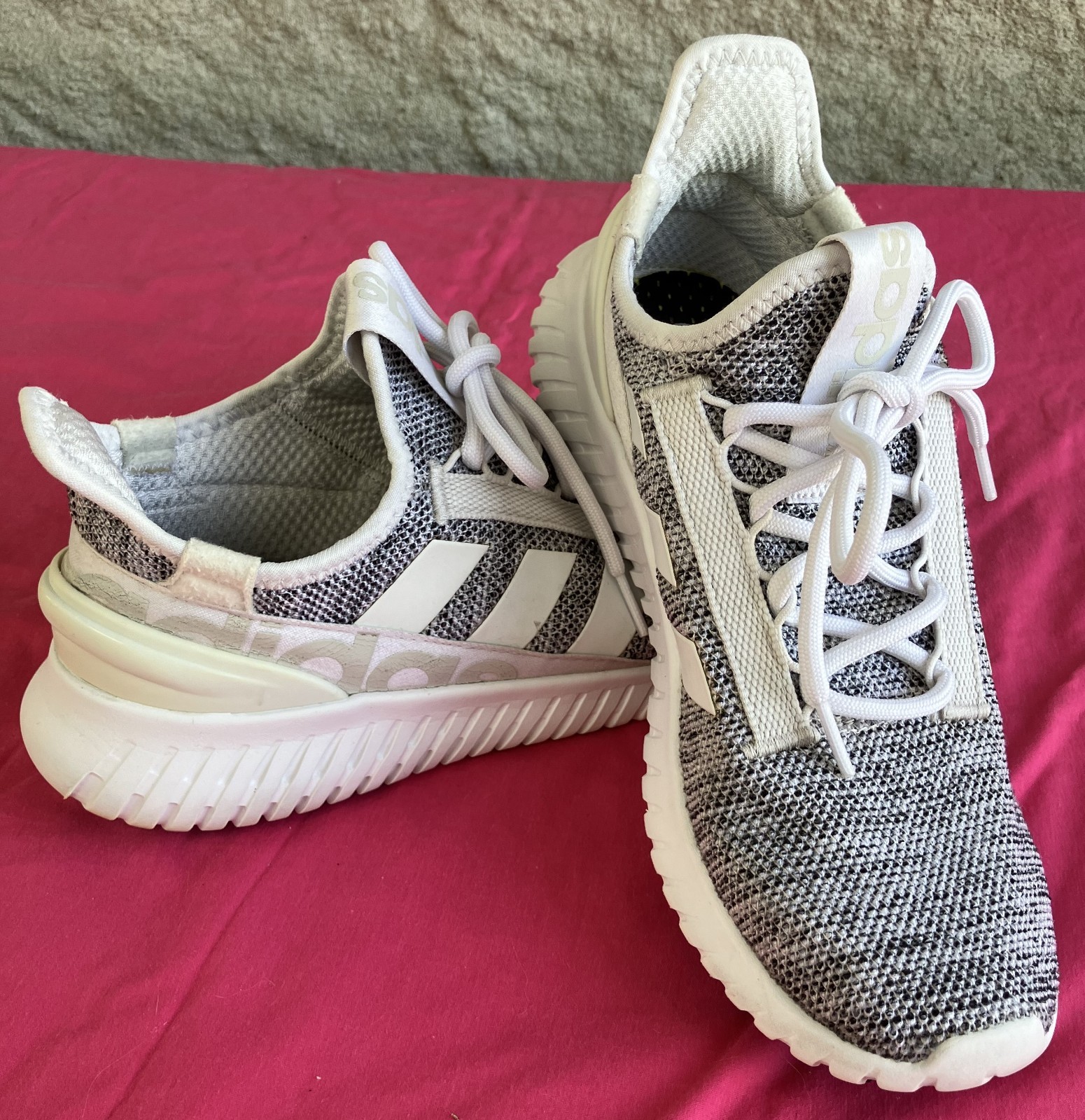 ADIDAS KAPTIR MEN’S GREY WHITE ATHLETIC RUNNING WALKING SHOES SZ 8.5
