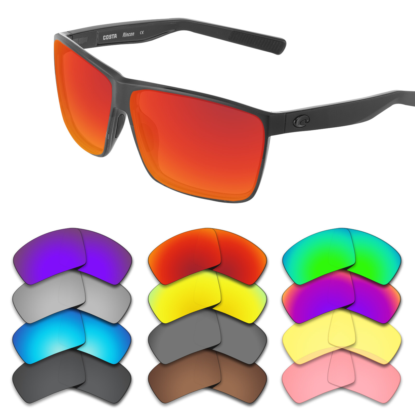 EYAR Polarized Replacement Lenses for-Costa Del Mar Rincon 06S9018 – Options