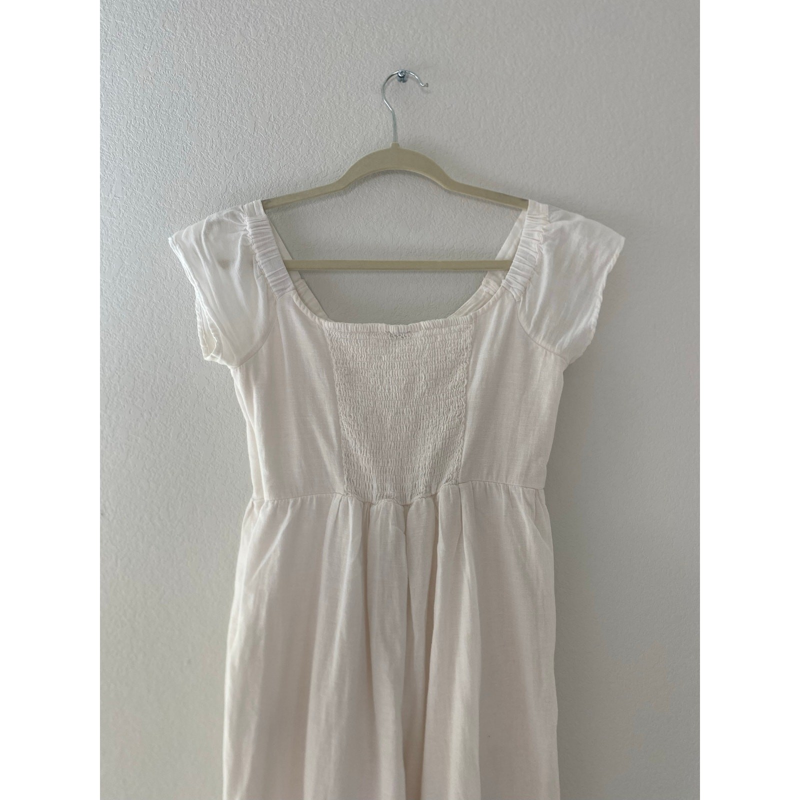 American Eagle Cream Linen Blend Button Front Wide Leg Jumpsuit Size S/P