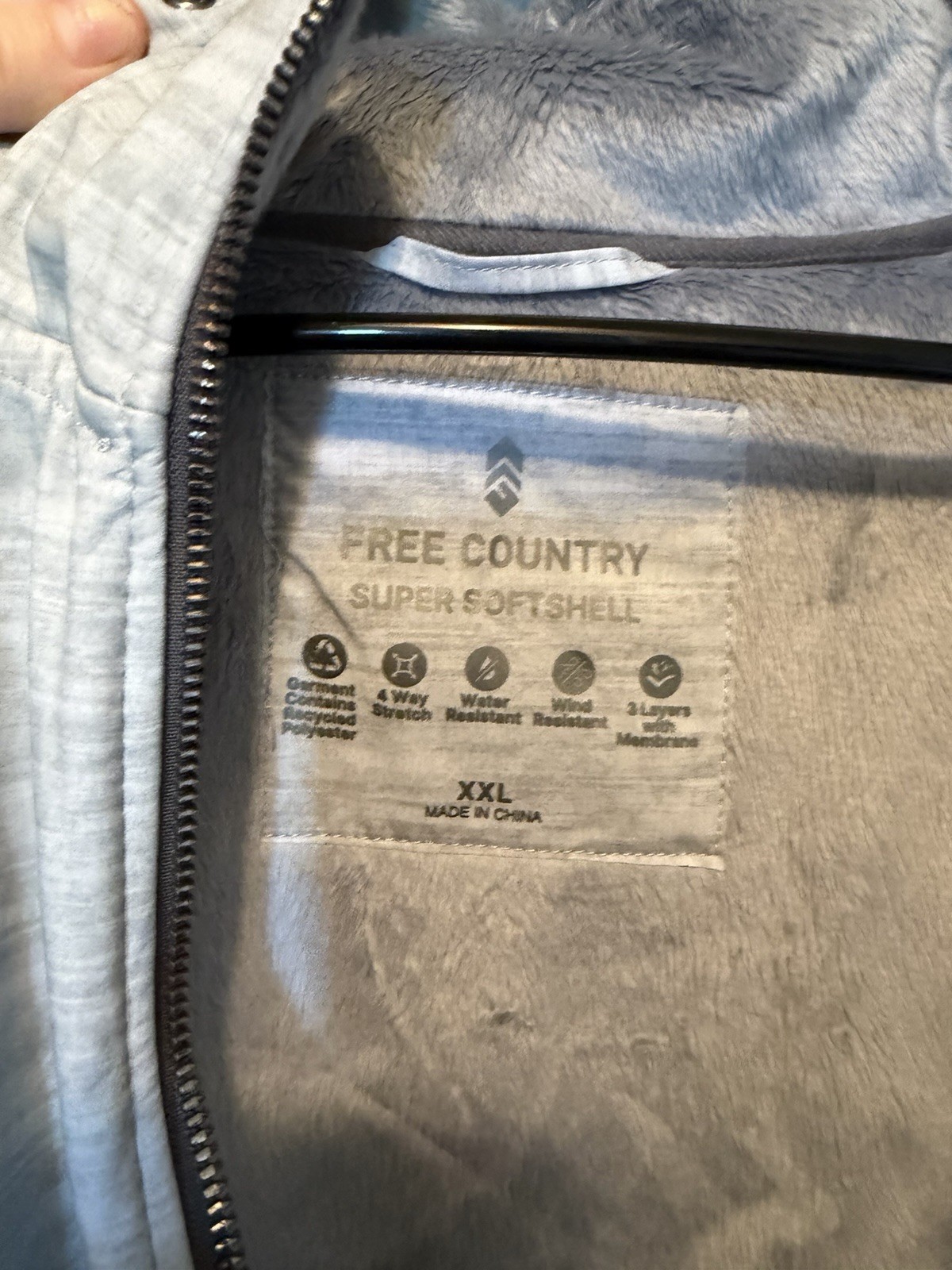 Free Country Super Softshell Hooded Water/Wind Resistant Gray XXL