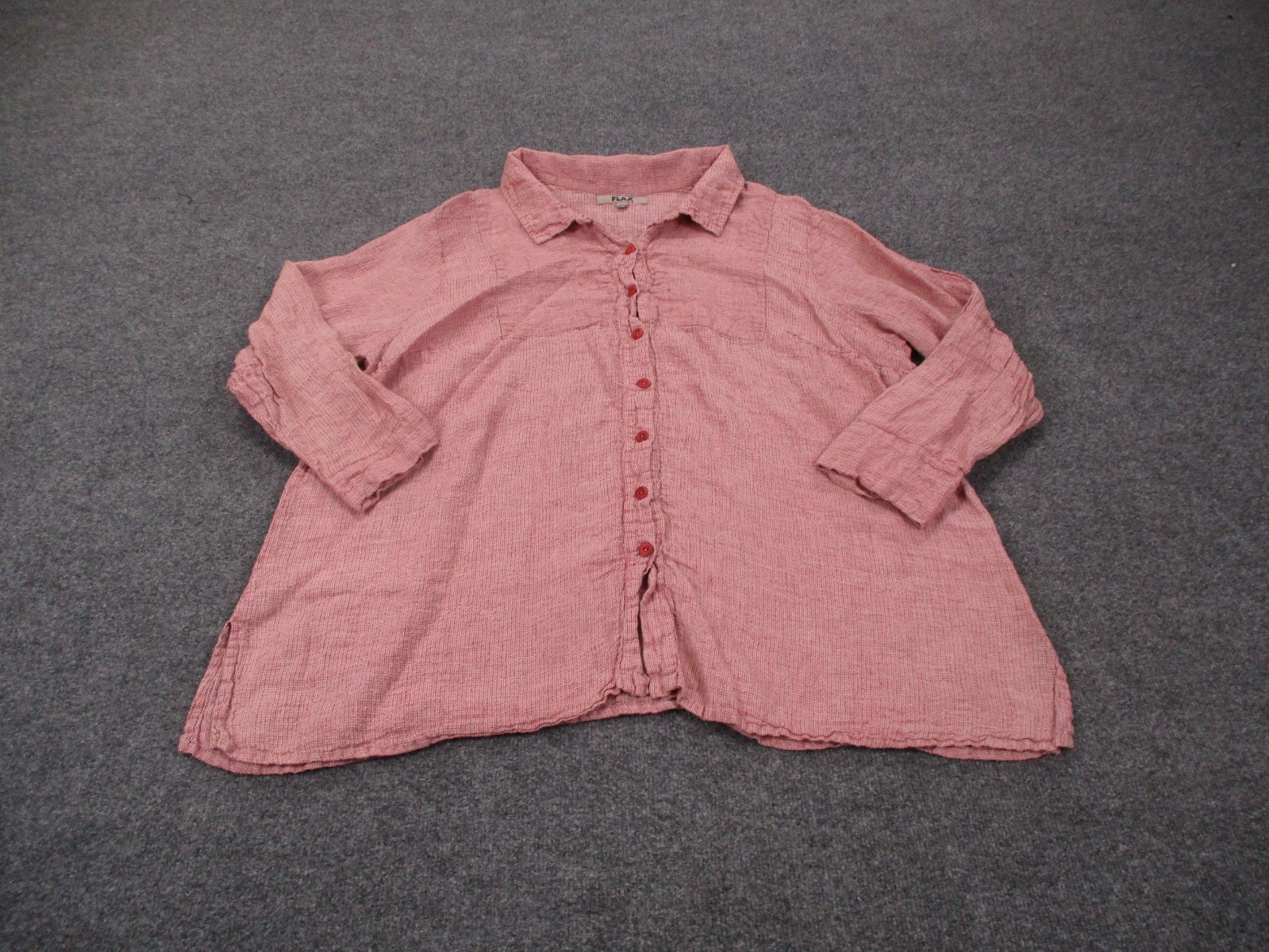 Flax Shirt Womens 3X 3G Red Linen Tunic Loose Lightweight Breathable Flowy Beach