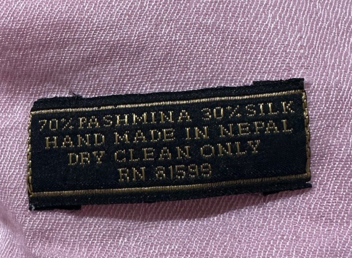 Pashmina silk pink shawl scarf handmade in Nepal with tassels 27″ X 76″