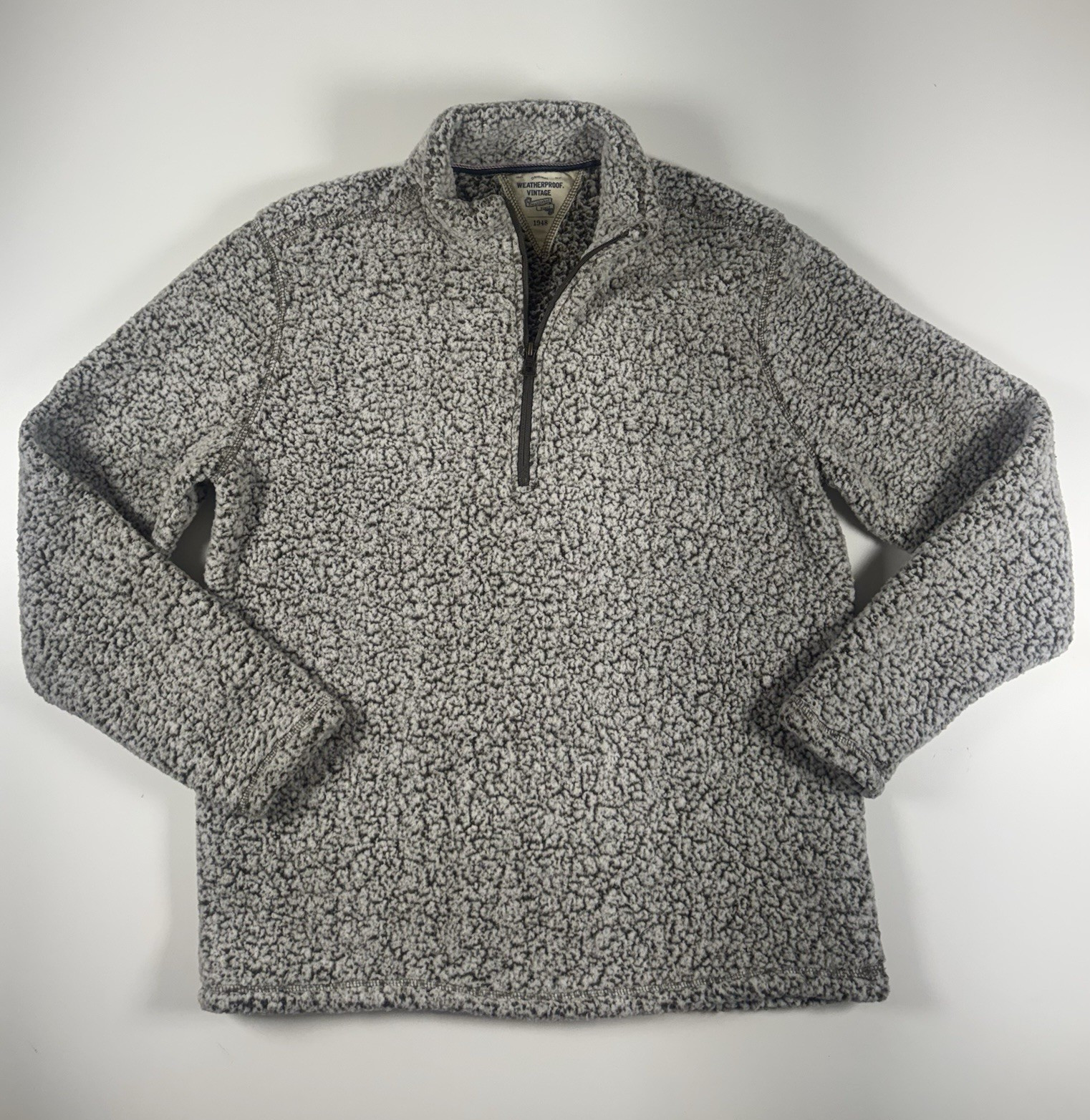 Weatherproof Vintage Men’s L Gray 1/4 Zip Pullover Jacket Stand Collar Mid