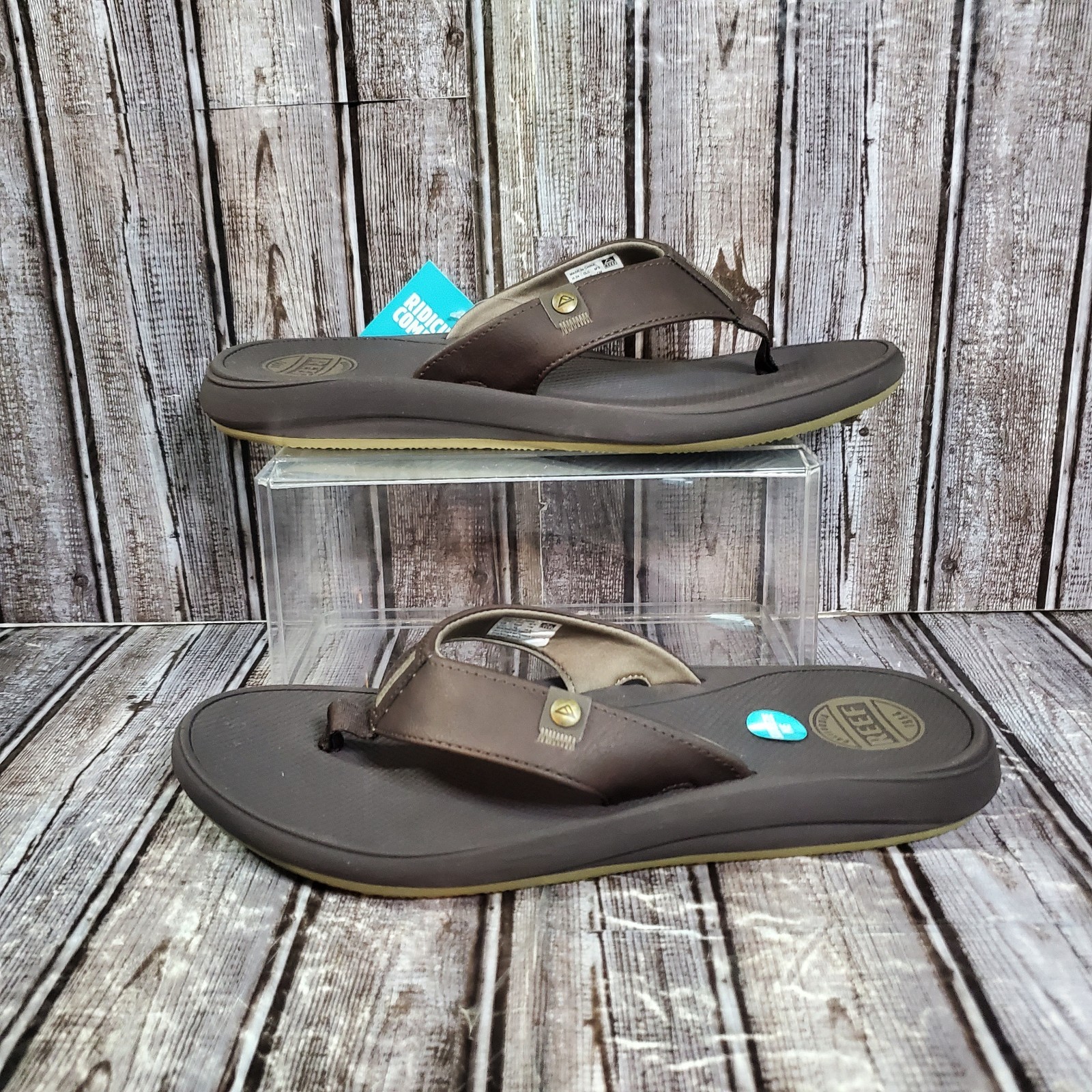 REEF Men’s Phantom Nias Beach Flip Flop Sandals Brown Supported Footbed Size 11