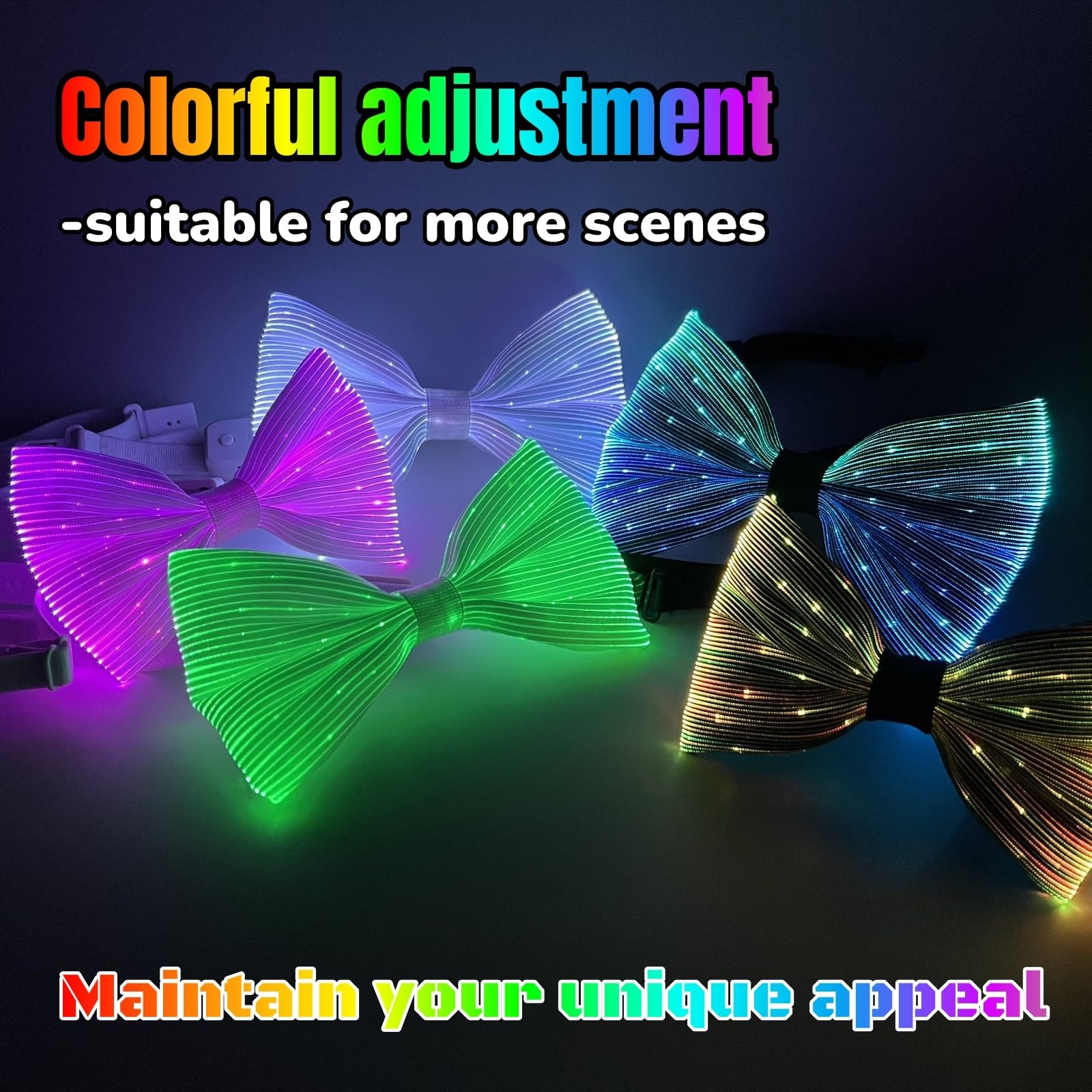 light up bow tie Rechargeable Fiber Optic Bowtie 7 Colors & 5 Modes – Disco, …