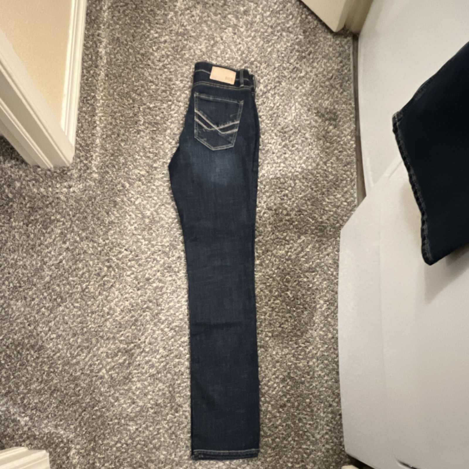 BKE Jake Straight Men’s Jeans Dark Blue Denim Mid Rise 5-Pocket Button Zip
