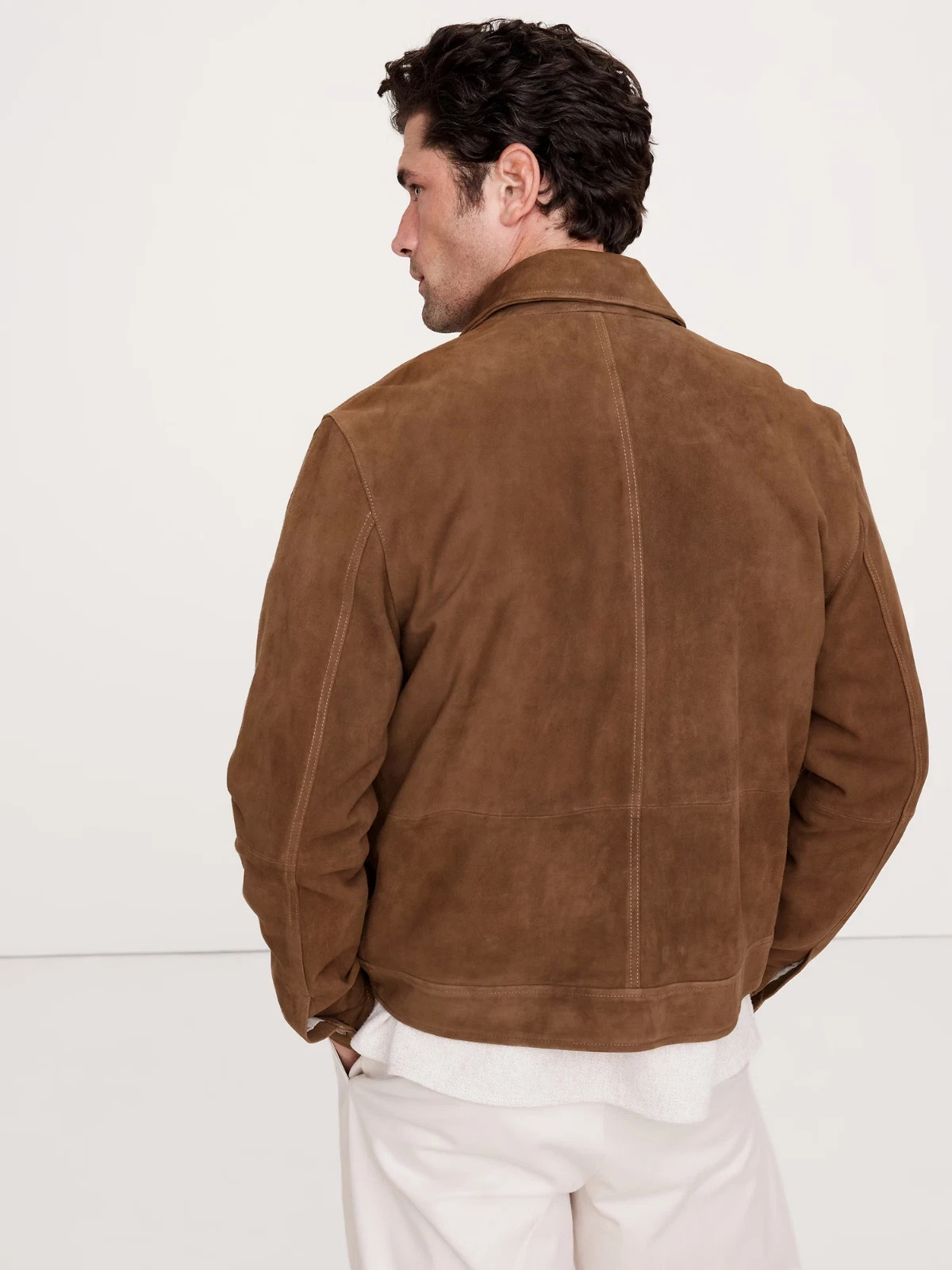 Mens Brown Leather Trucker Jacket Pure Suede Custom Made Size S M L XL 2XL 3XL