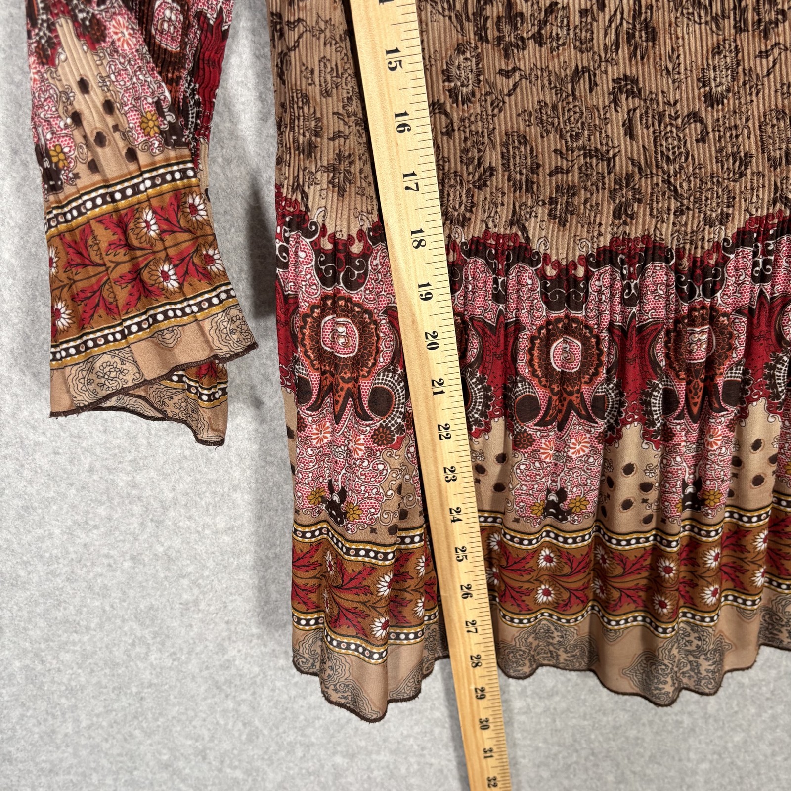 VIntage 90s Fairy Grunge Crinkle Top Large Paisley Embellished Texture Cord Boho