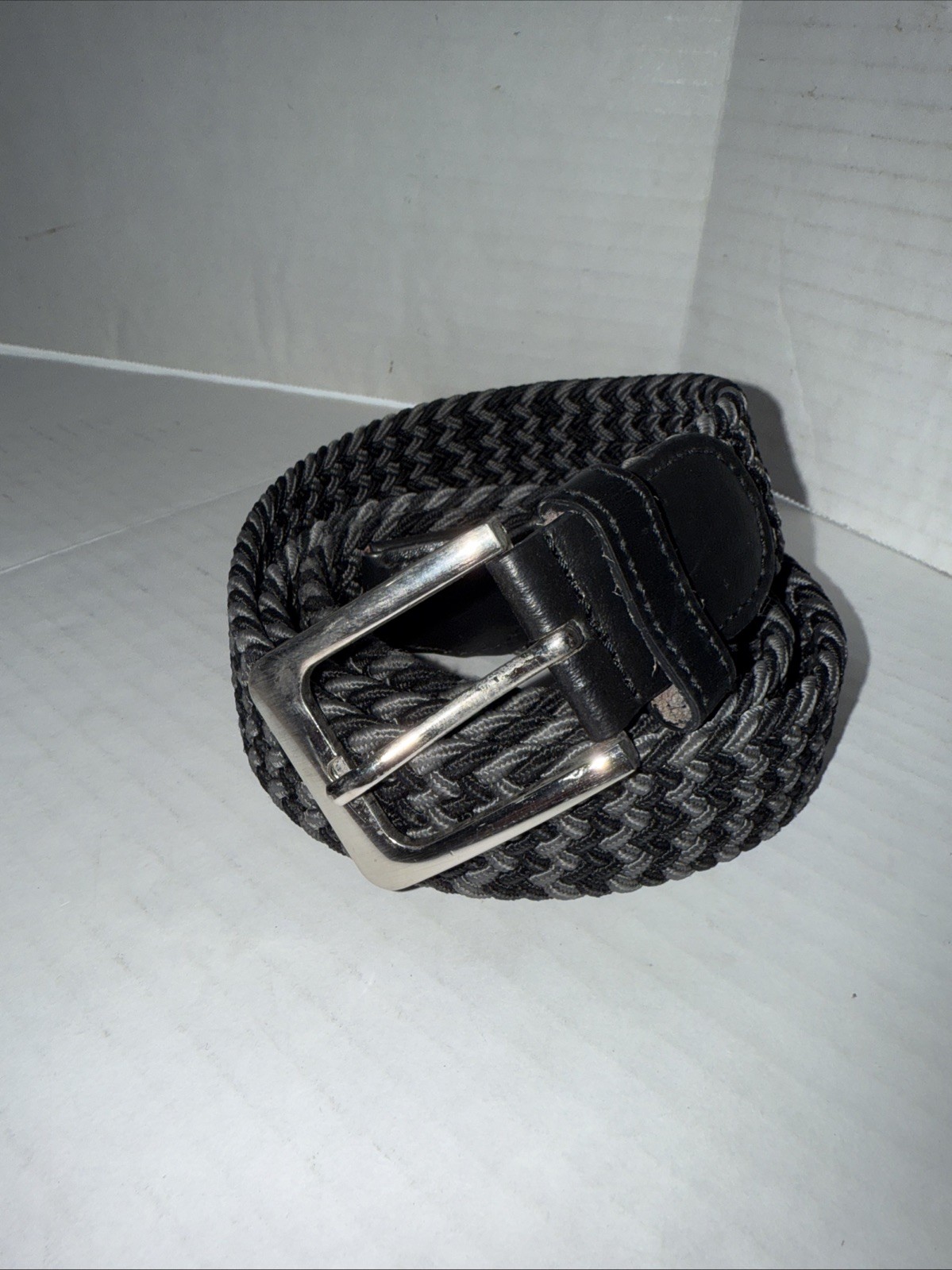 Gelante Black Gray Braided Stretch Belt Size Large 38 New Free Shipping
