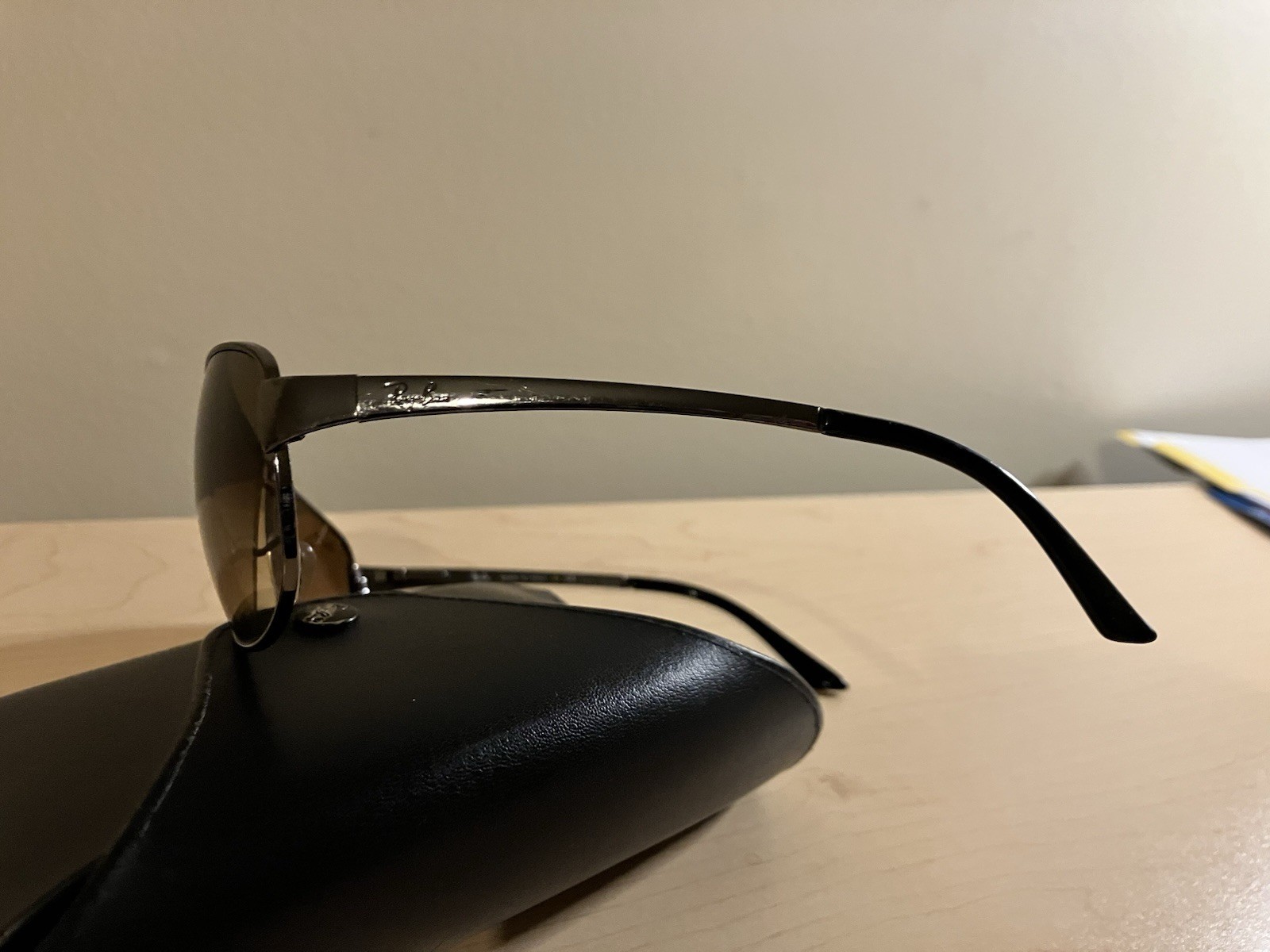 Ray-Ban RB3342 Warrior Gunmetal Brown Gradient Wrap Sunglasses 60□12 w/ Case