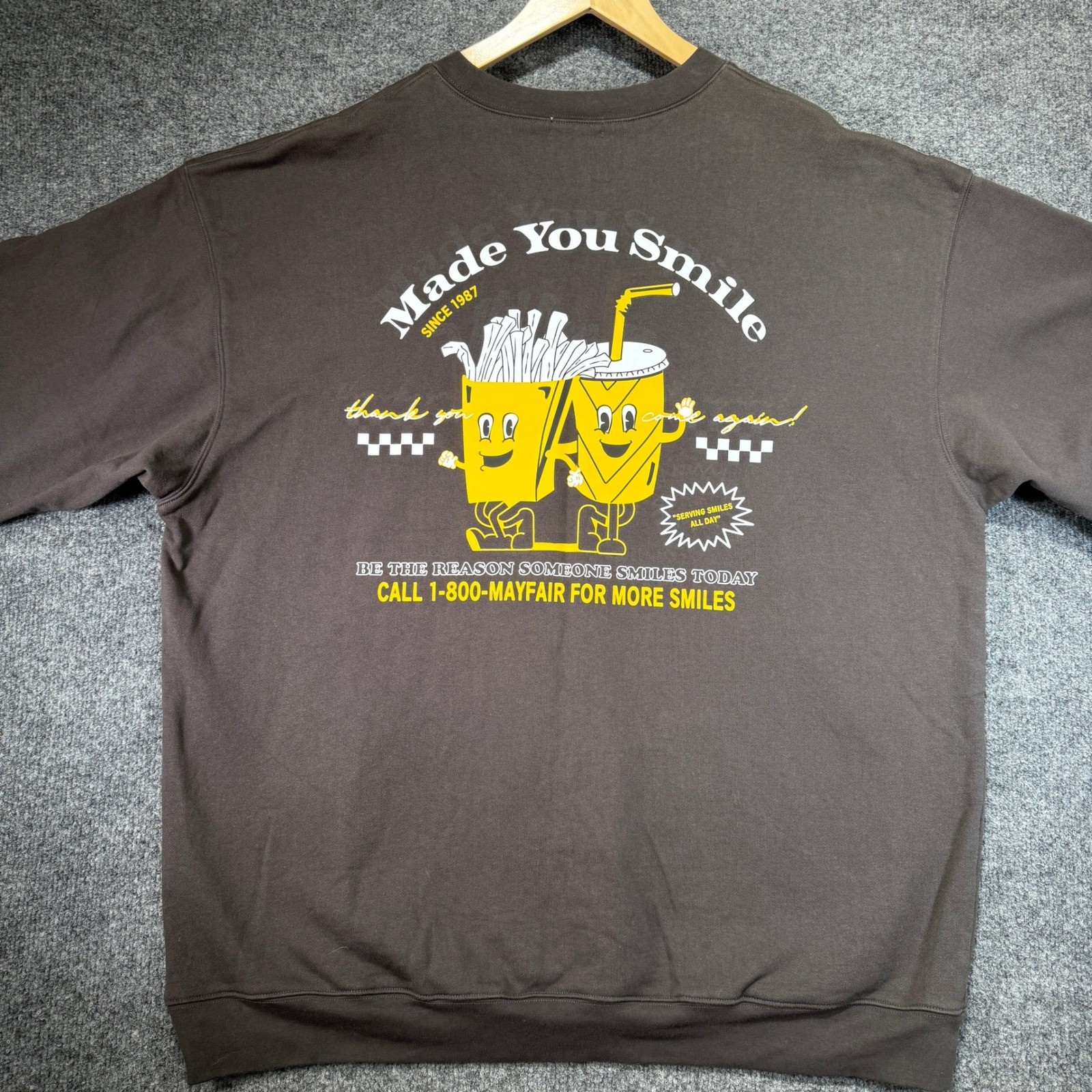 The Mayfair Group Made You Smile Sweatshirt Joggers Set Womens XXL Brown Cotton