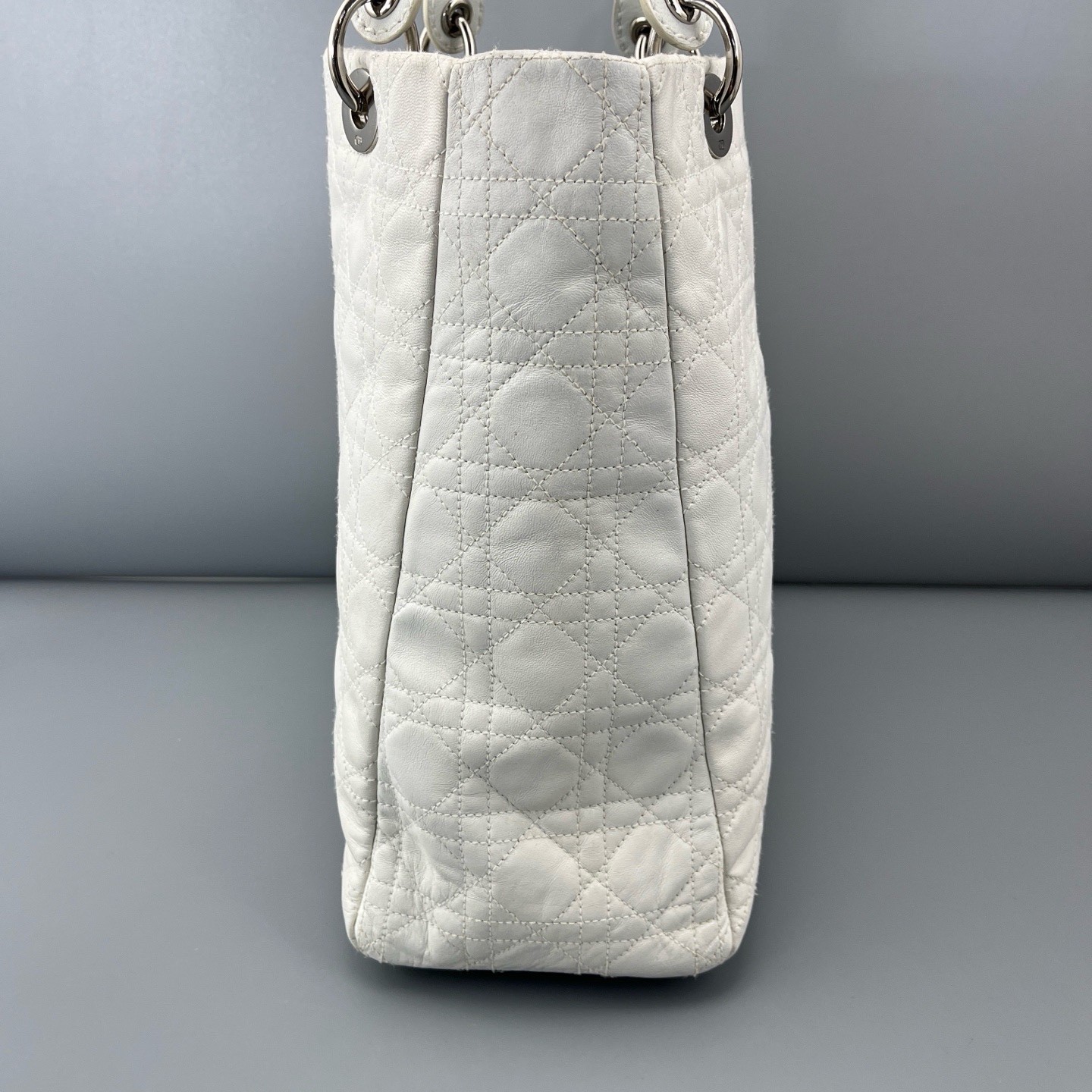 Dior Pre-Owned Authentic Tote White Silver Free Tracked Shipping
