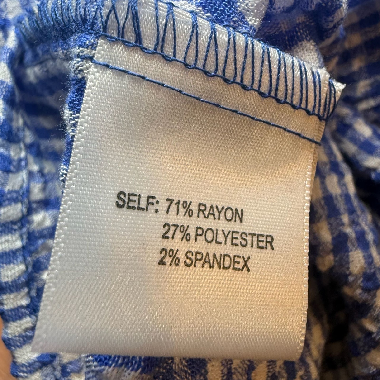 Jane + Delancey Women’s Blue and White Gingham Button-Front Ruffle Sleeve Blouse