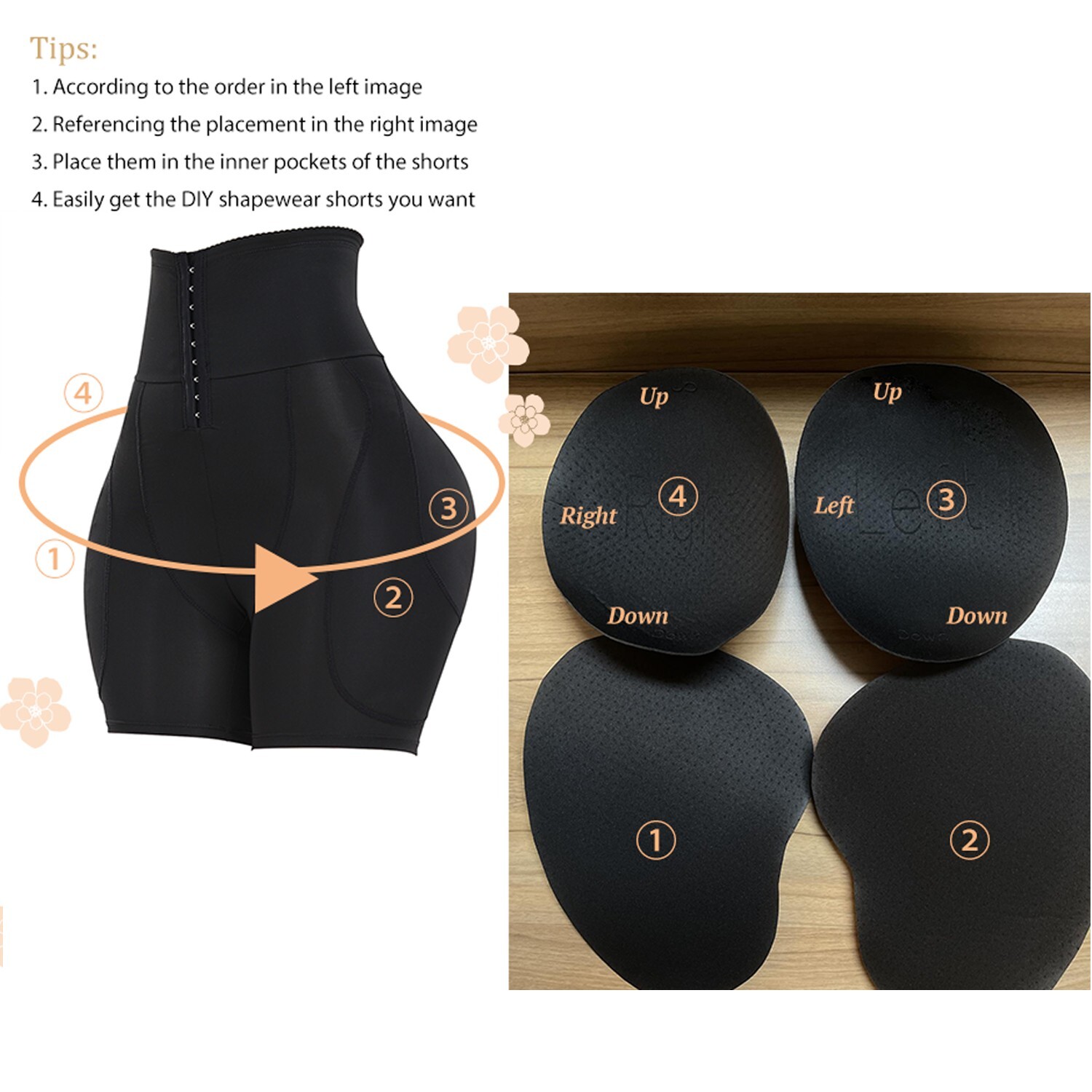 Hip Enhancer Shapewear – Butt and Hip Pads Dip Filler Tummy Control Shorts Panty