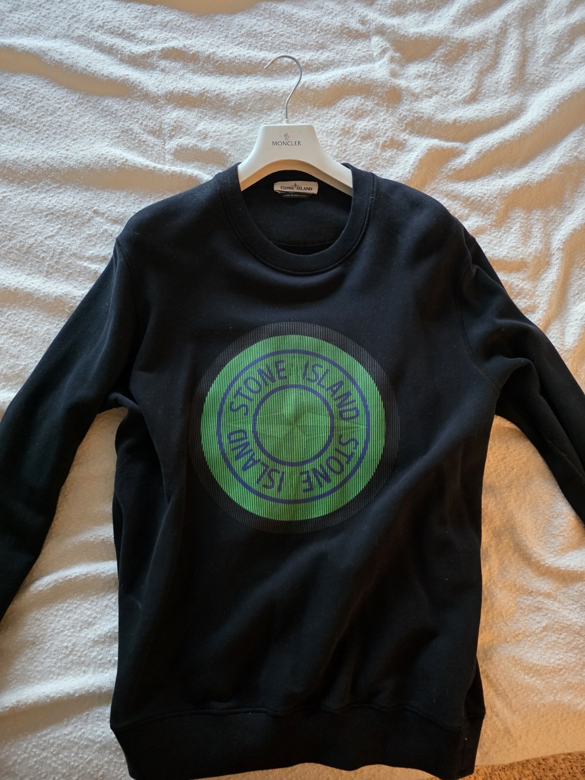 Stone Island Men’s XL Black Crewneck Pullover Sweatshirt Graphic Logo