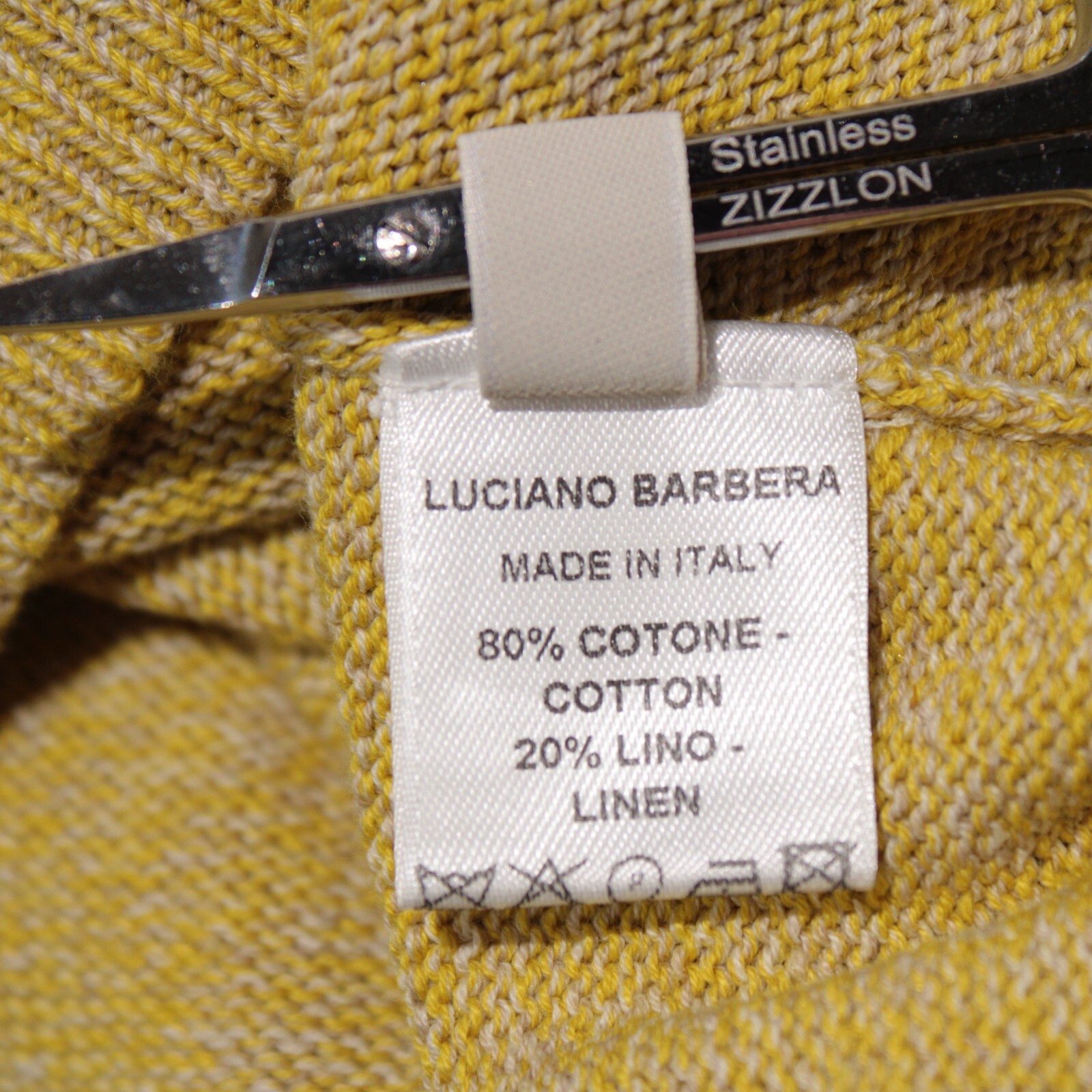 Luciano Barbera NWT Pullover Sweater Size 56 US XXL in Yellow/Beige Cotton/Linen