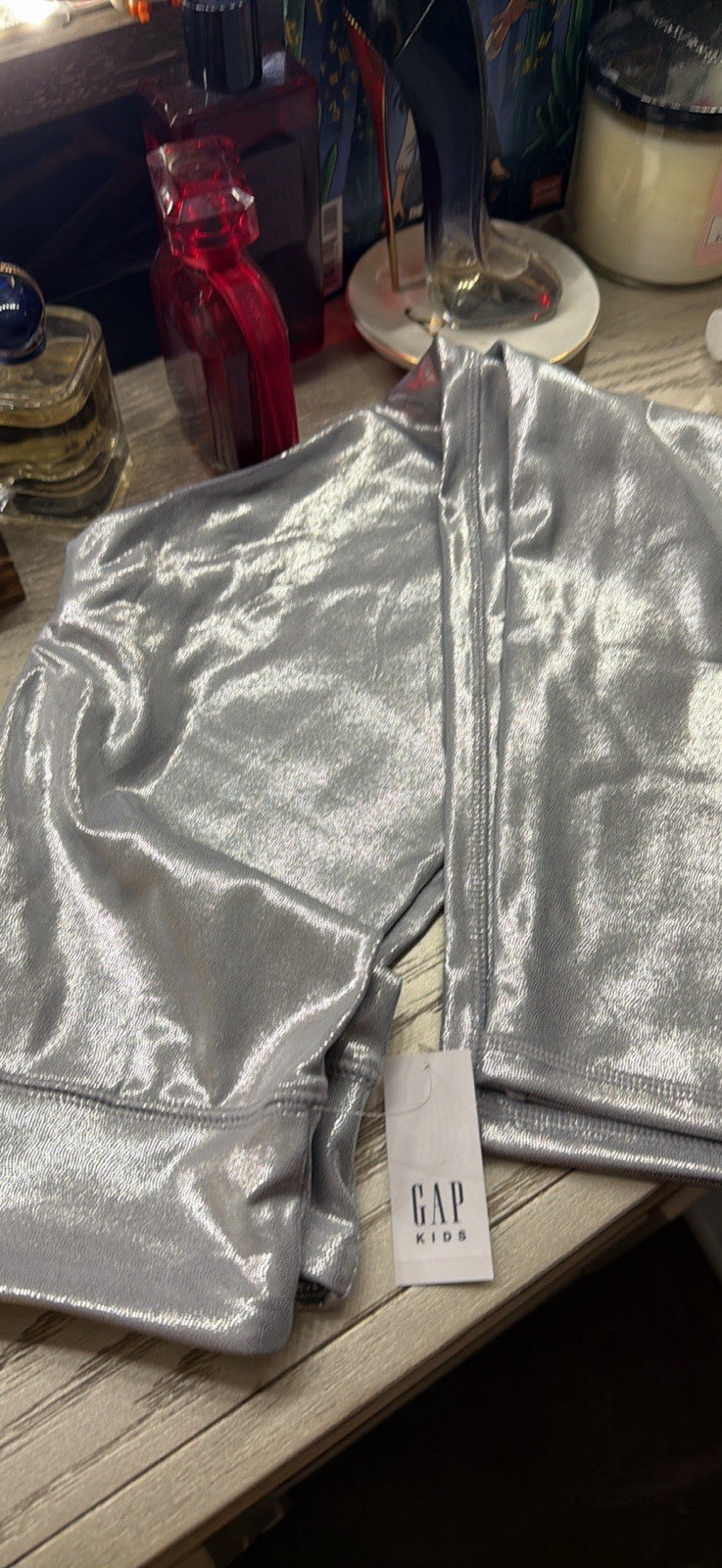 GAP Kids Shiny Silver Solid Jogger Leggings Teens Juniors Size M New w/ Tags
